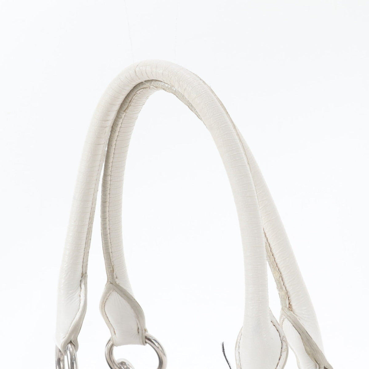 Miu Miu White Leather Handbag Shoulder Bag Tote Bag (Pre-Owned)