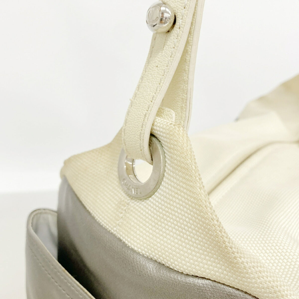 Chanel Gray Canvas Shoulder Bag (Pre-Owned)