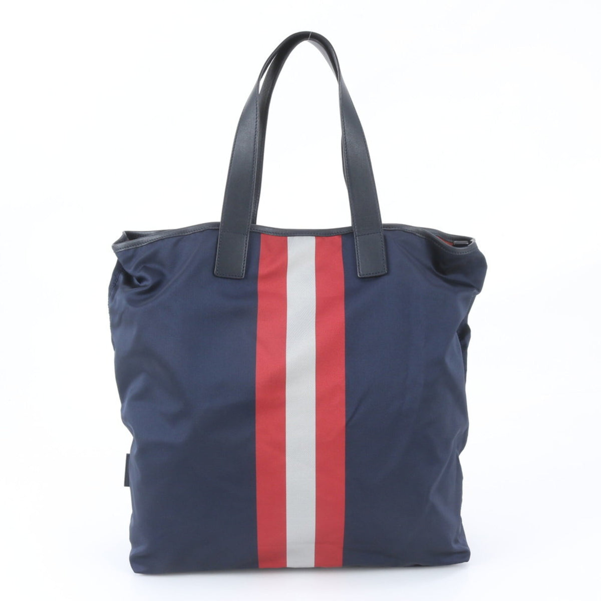 Bally Navy Leather Nylon Shoulder Bag Tote Bag (Pre-Owned)