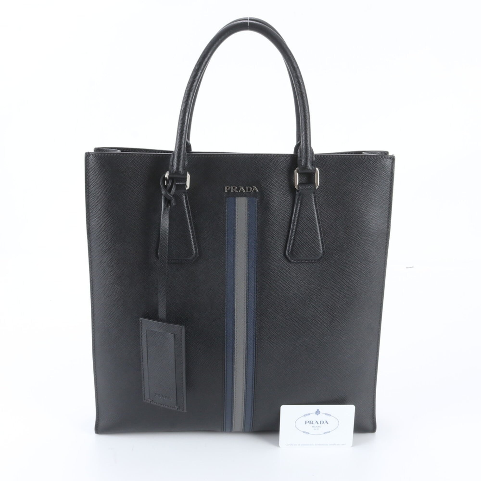 Prada Black Leather Shoulder Bag Tote Bag (Pre-Owned)