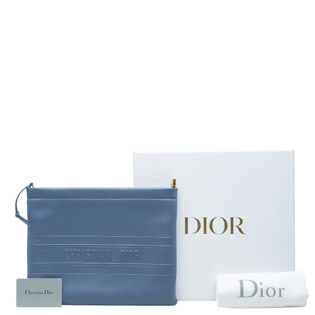 Christian Dior Blue Leather Clutch Bag (Pre-Owned)