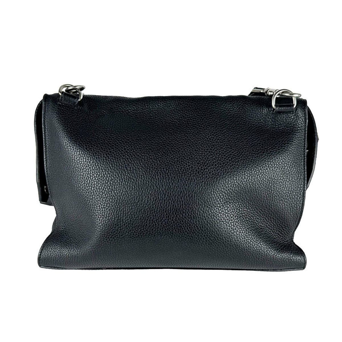 Fendi Black Leather Messenger Bag Shoulder Bag (Pre-Owned)