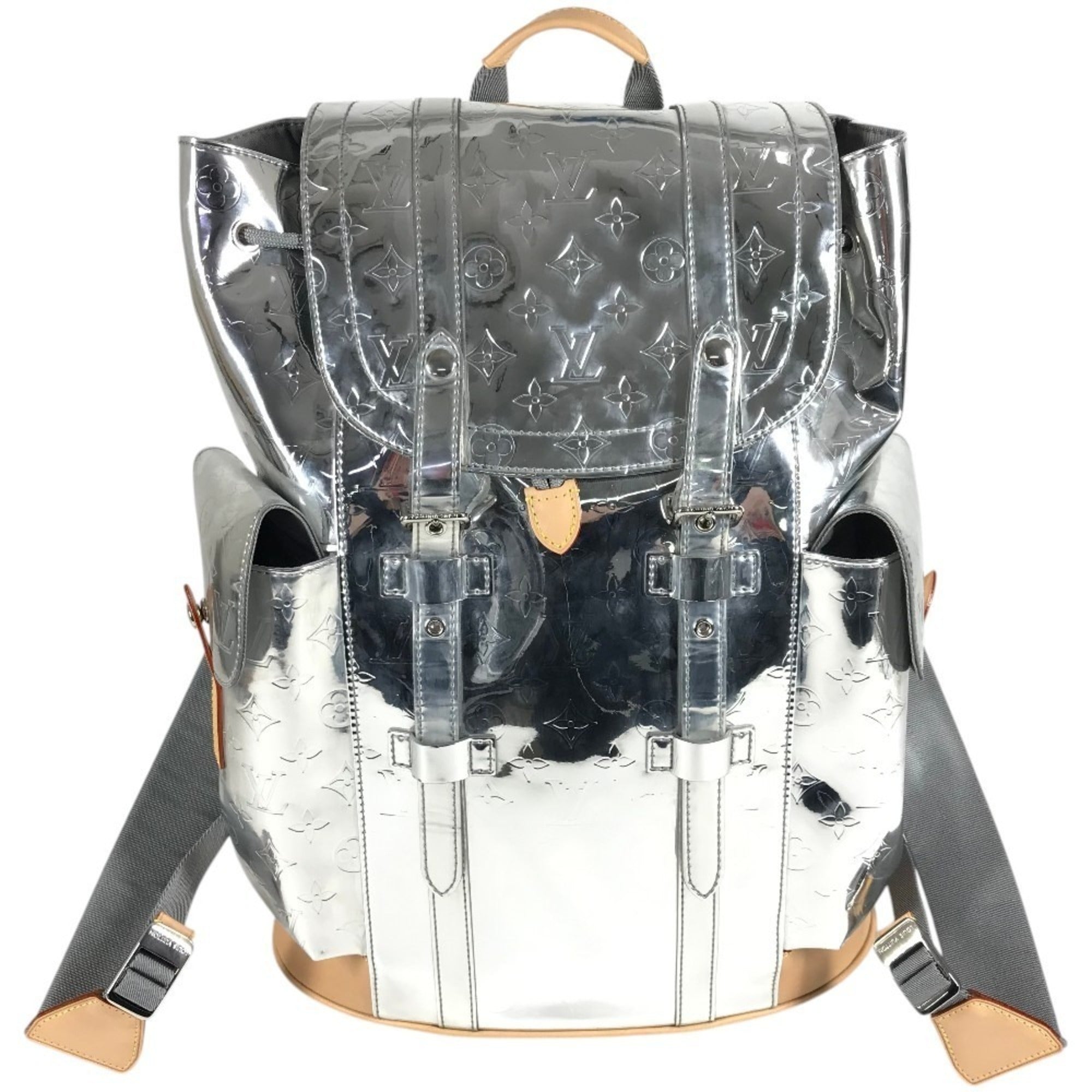 Louis Vuitton Silver Leather Backpack (Pre-Owned)