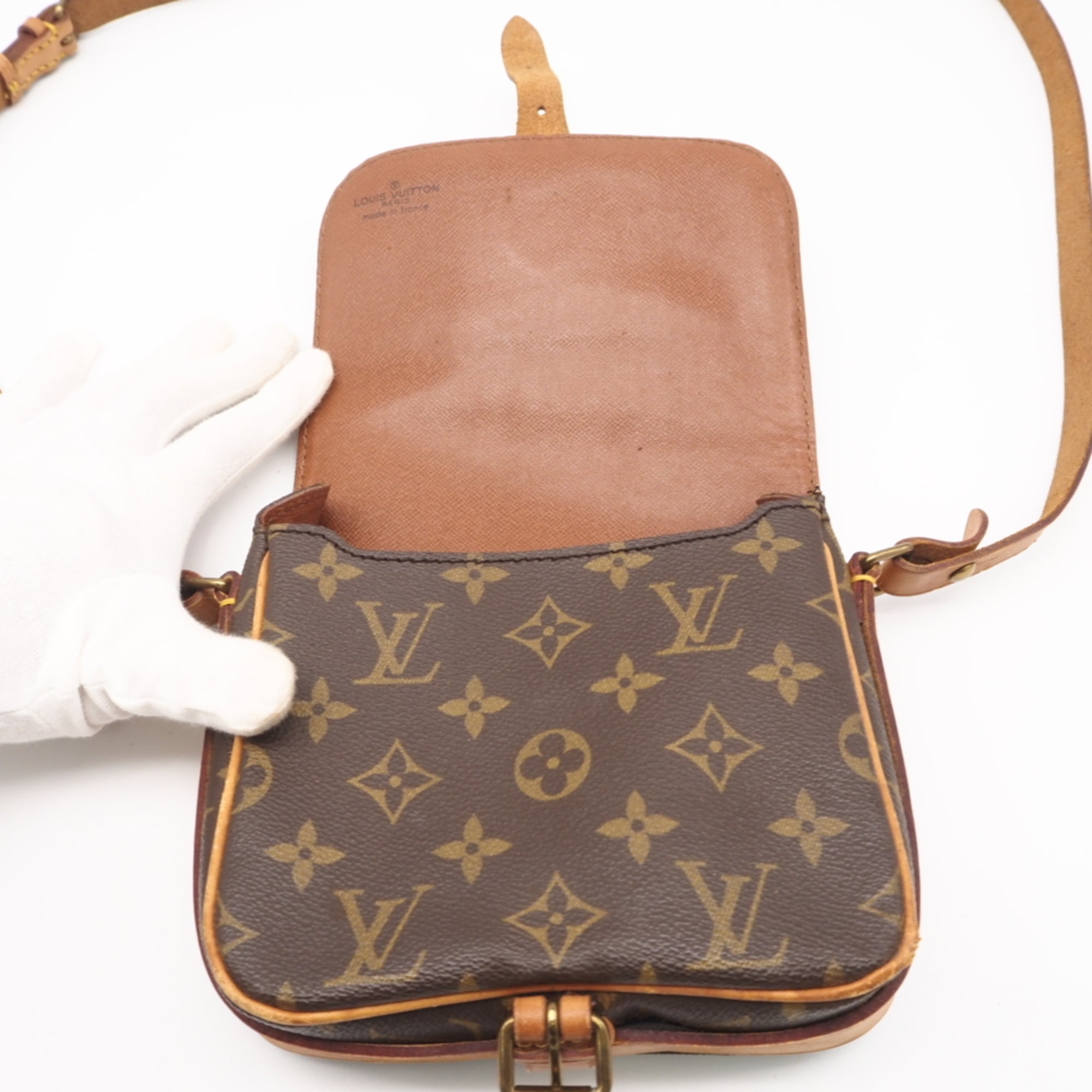 Louis Vuitton Monogram Beige Brown Coated Canvas Leather Shoulder Bag (Pre-Owned)