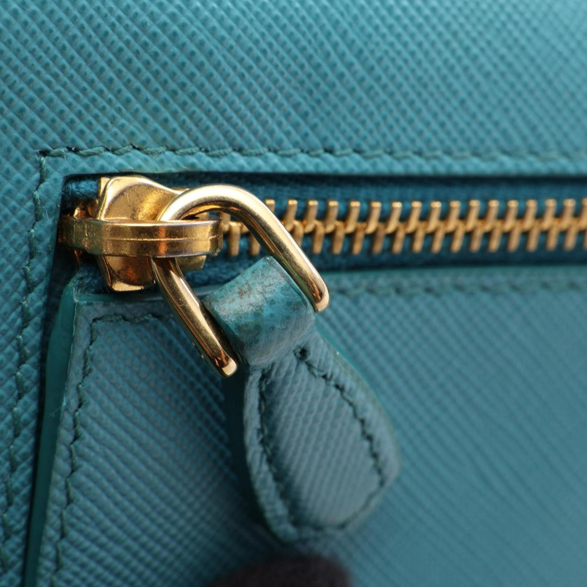 Prada Blue Leather Long Wallet (Bi-Fold) (Pre-Owned)