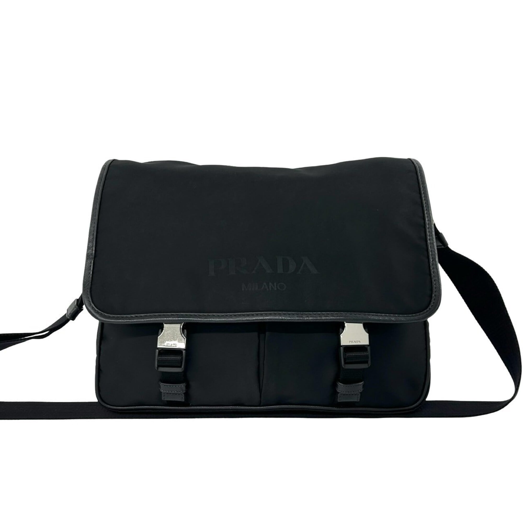 Prada Black Nylon Leather Shoulder Bag (Pre-Owned)