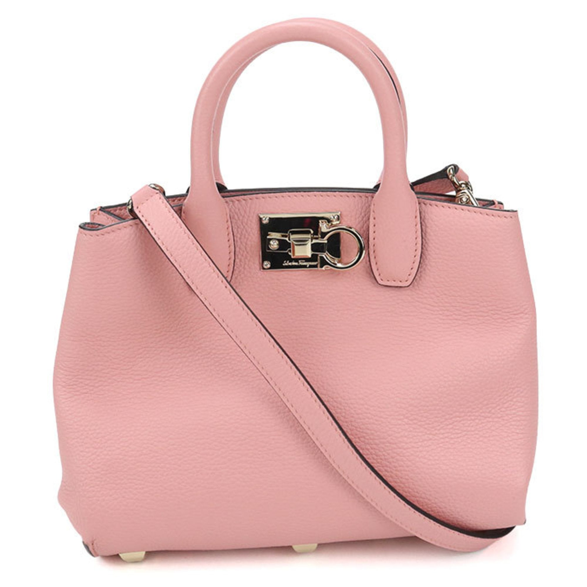Salvatore Ferragamo Gancini Pink Leather Tote Bag (Pre-Owned)