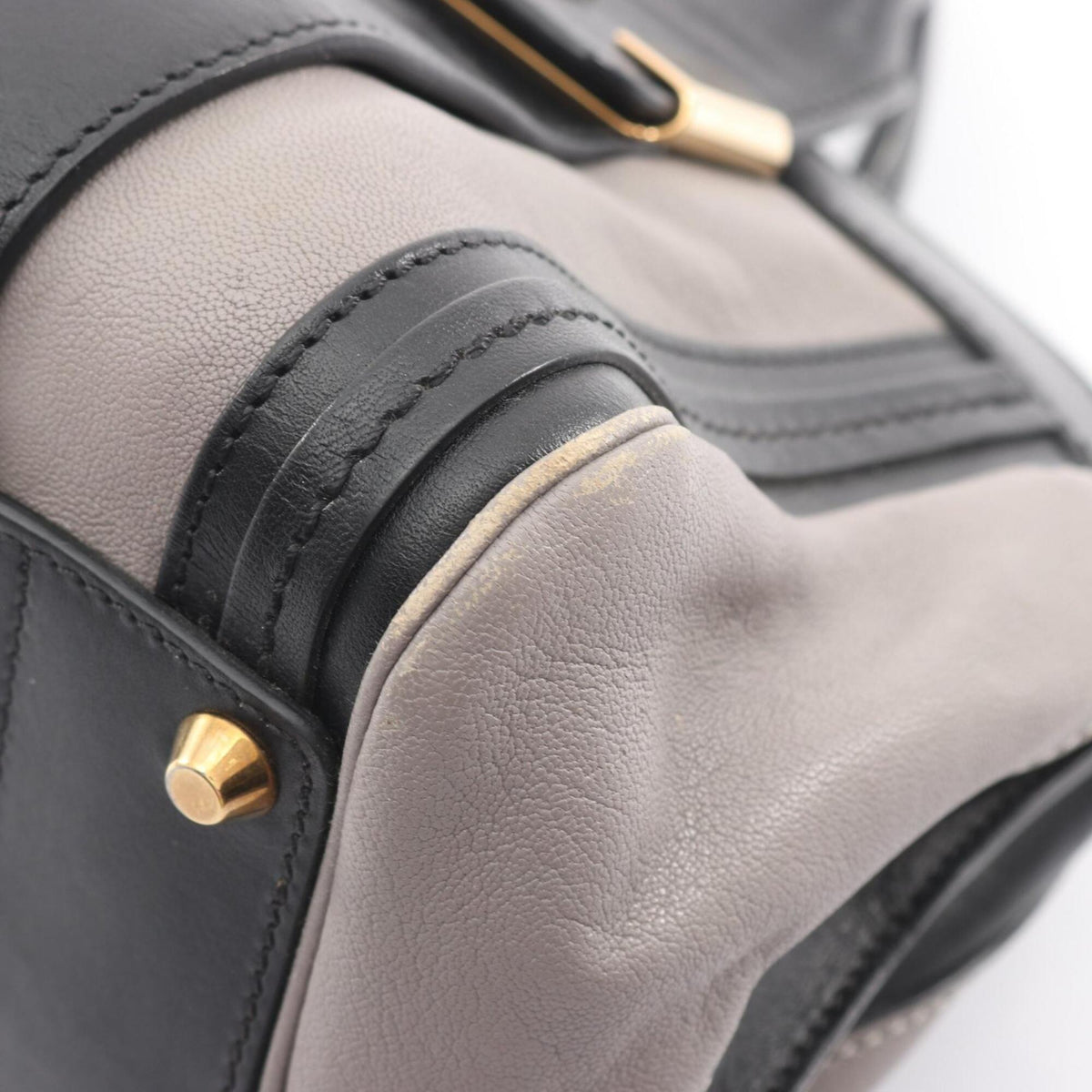 Chloé Black Gray Leather Handbag (Pre-Owned)