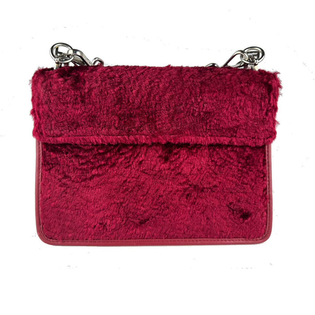 Fendi Red Color Fur Shoulder Bag (Pre-Owned)