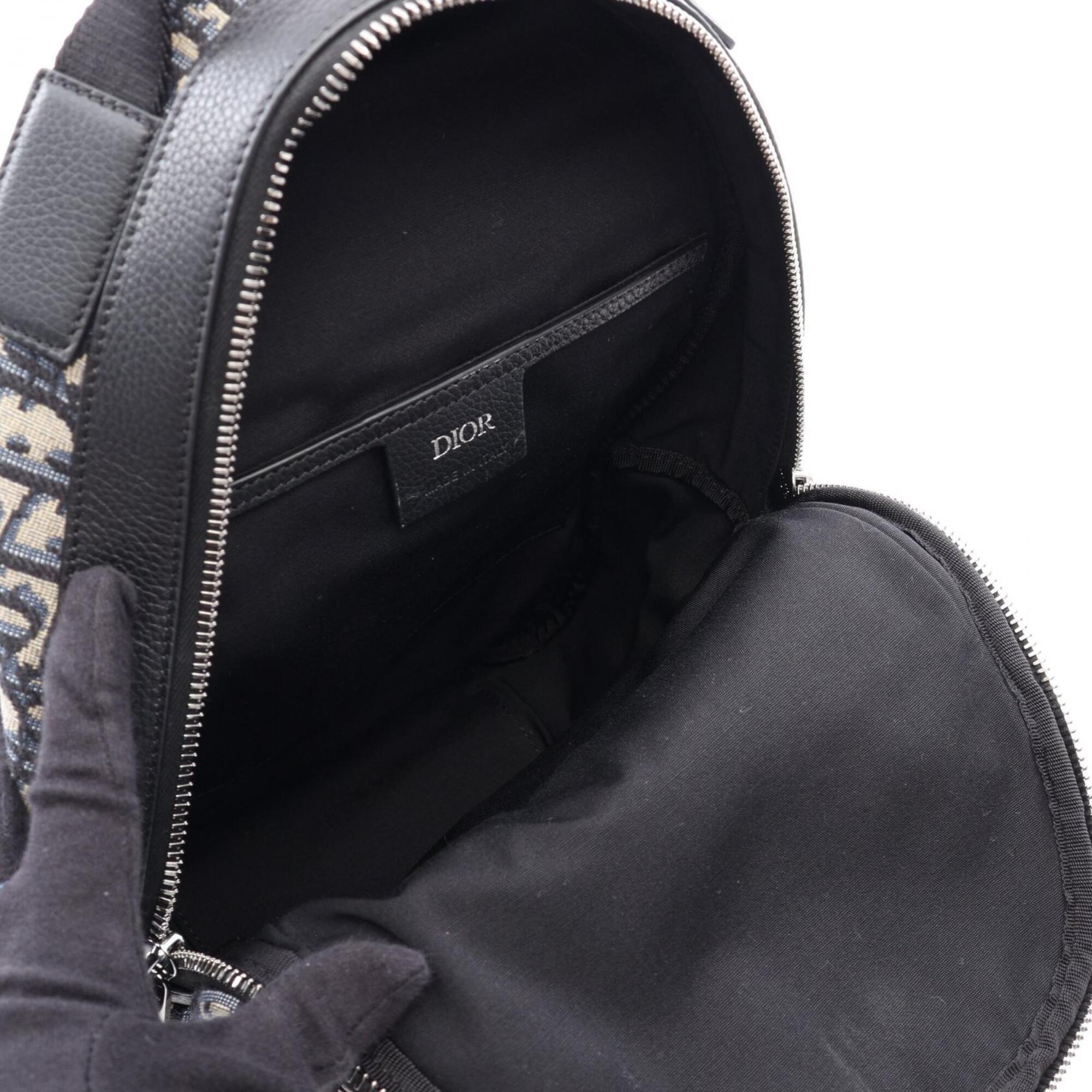 Christian Dior Beige Black Navy Canvas Leather Fanny Pack Handbag (Pre-Owned)