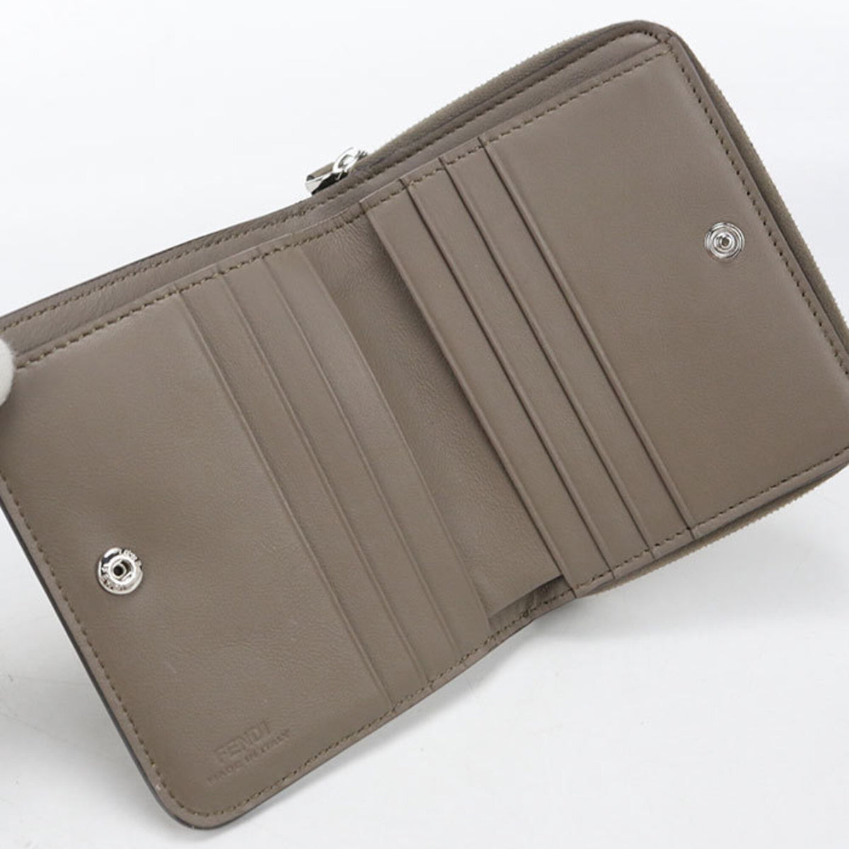 Fendi Gray Leather Wallet (Bi-Fold) (Pre-Owned)