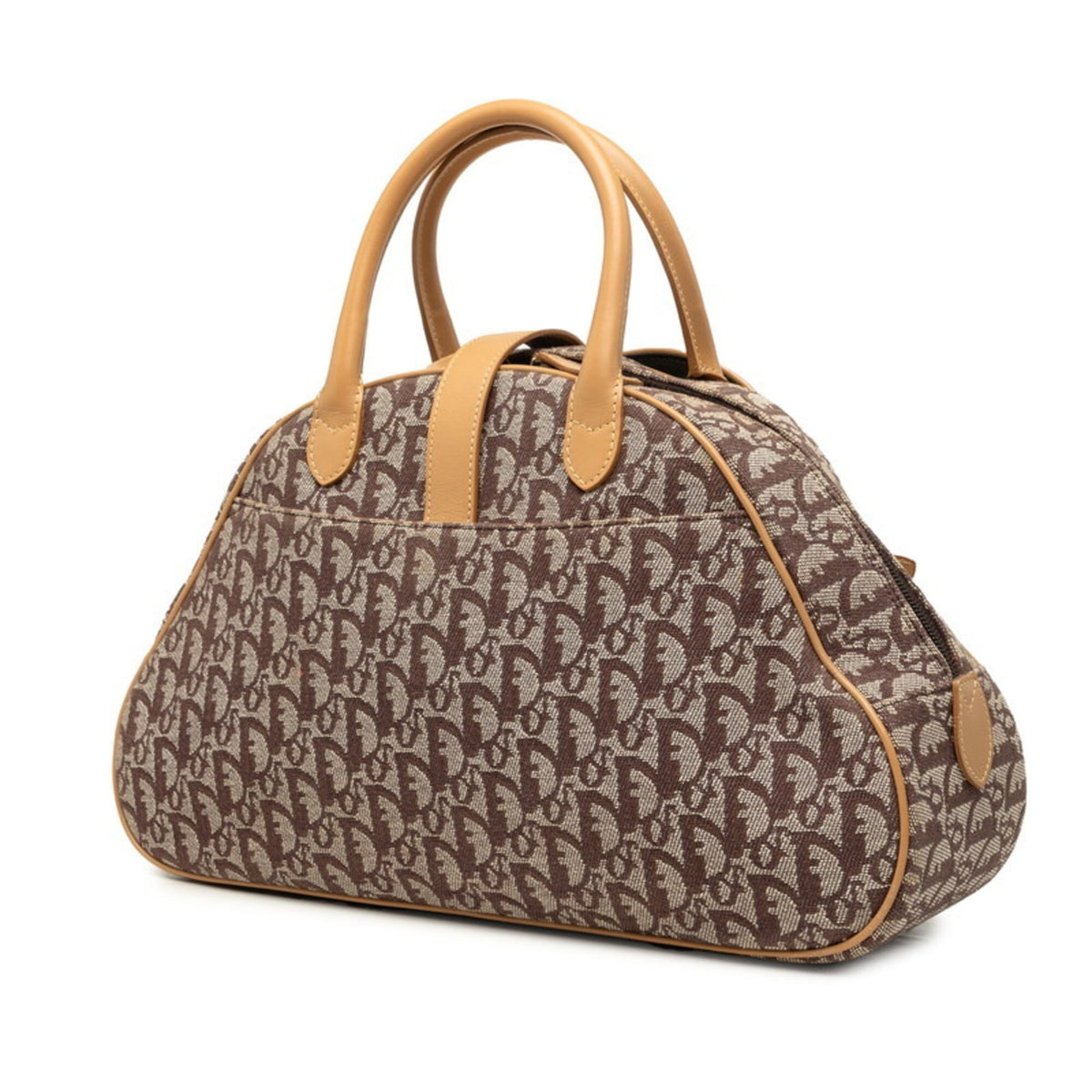 Christian Dior Beige Brown Canvas Leather Handbag (Pre-Owned)