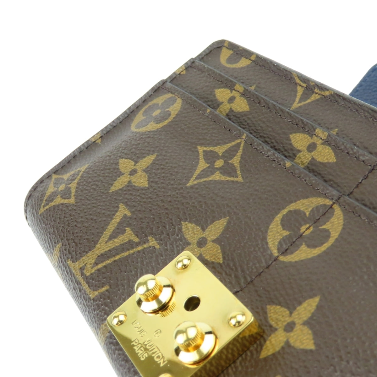 Louis Vuitton Brown Monogram Navy Blue Monogram Leather Long Wallet (Bi-Fold) (Pre-Owned)