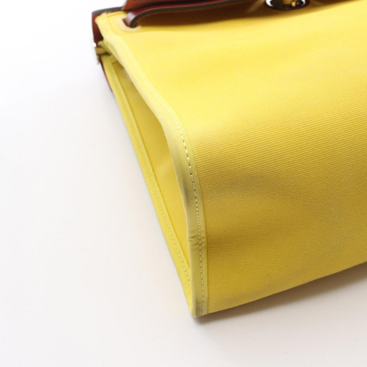Hermes Bordeaux Lime Yellow Toile Officier Canvas Leather Handbag Pouch (Pre-Owned)