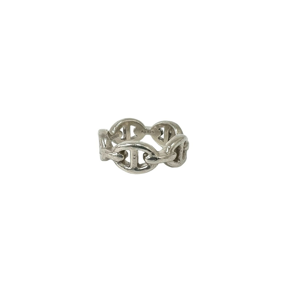 Hermes Silver Silver 925 Band Ring (Pre-Owned)
