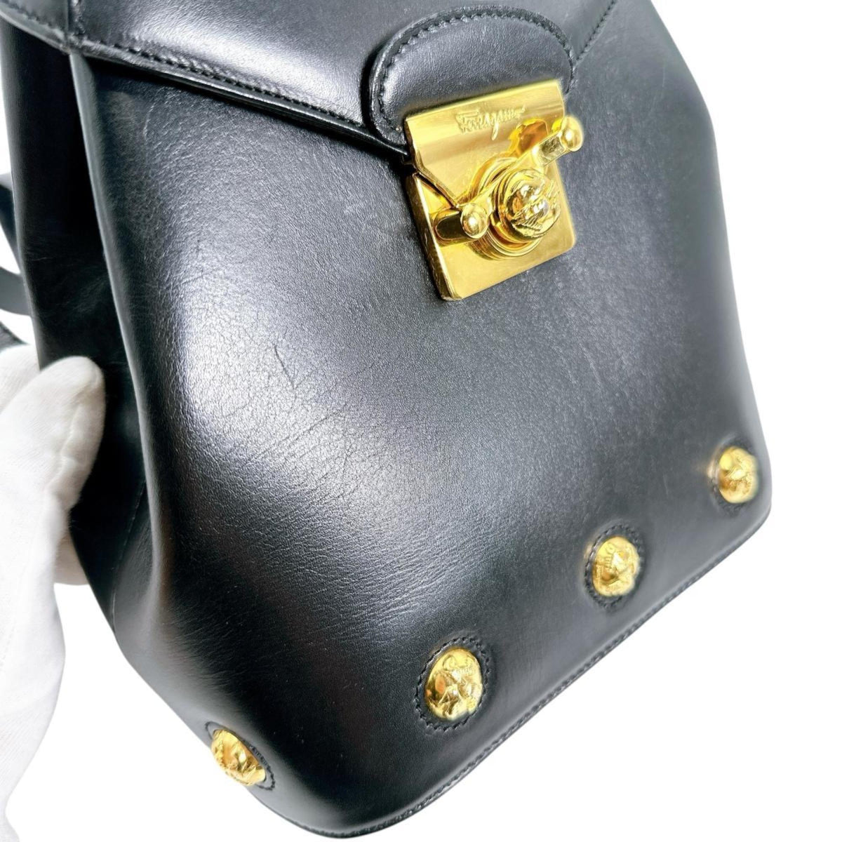 Salvatore Ferragamo Black Leather Backpack (Pre-Owned)
