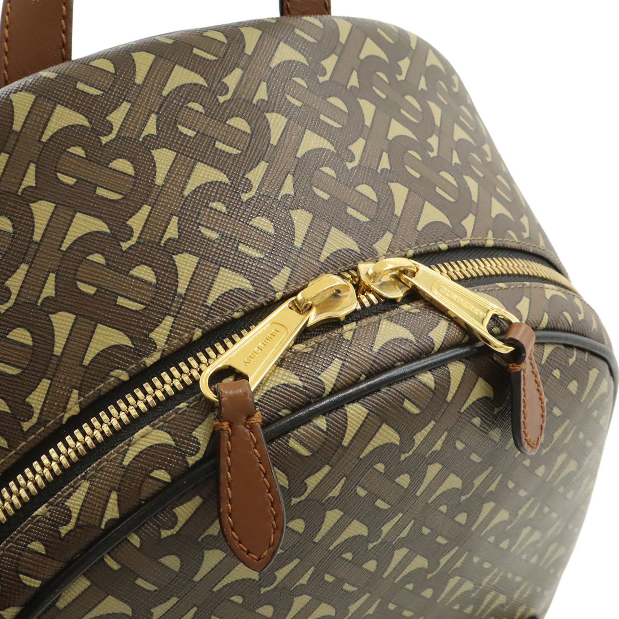 Burberry Beige Black Brown Coated Canvas Leather Backpack (Pre-Owned)