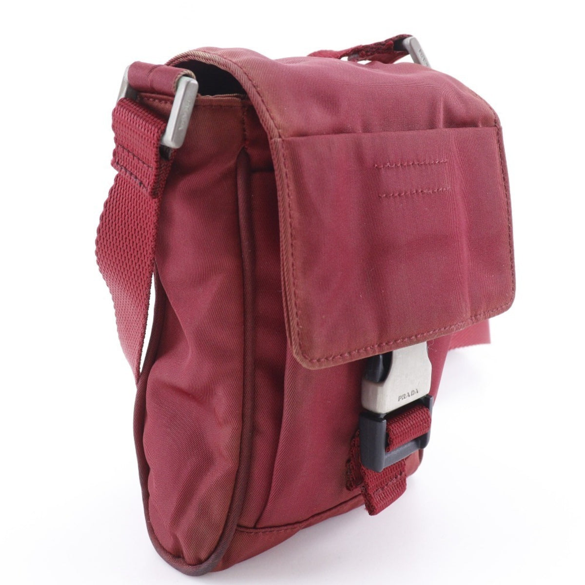 Prada Red Color Nylon Fanny Pack Shoulder Bag (Pre-Owned)