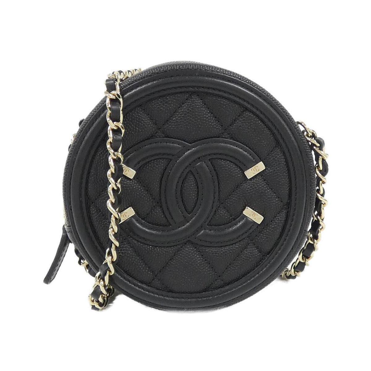 Chanel Black Grained Calfskin Shoulder Bag (Pre-Owned)