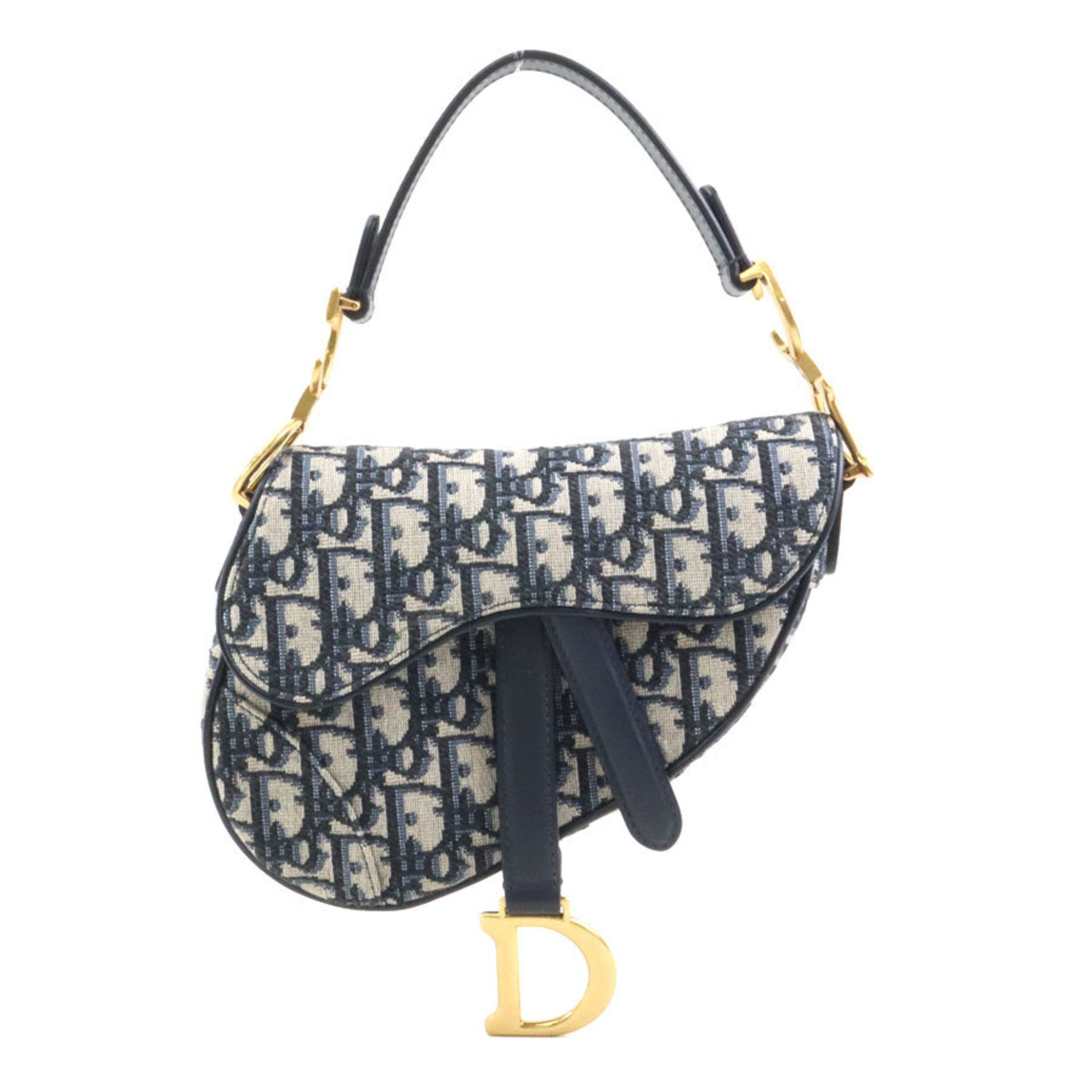 Christian Dior Navy Canvas Handbag Saddle Bag (Pre-Owned)