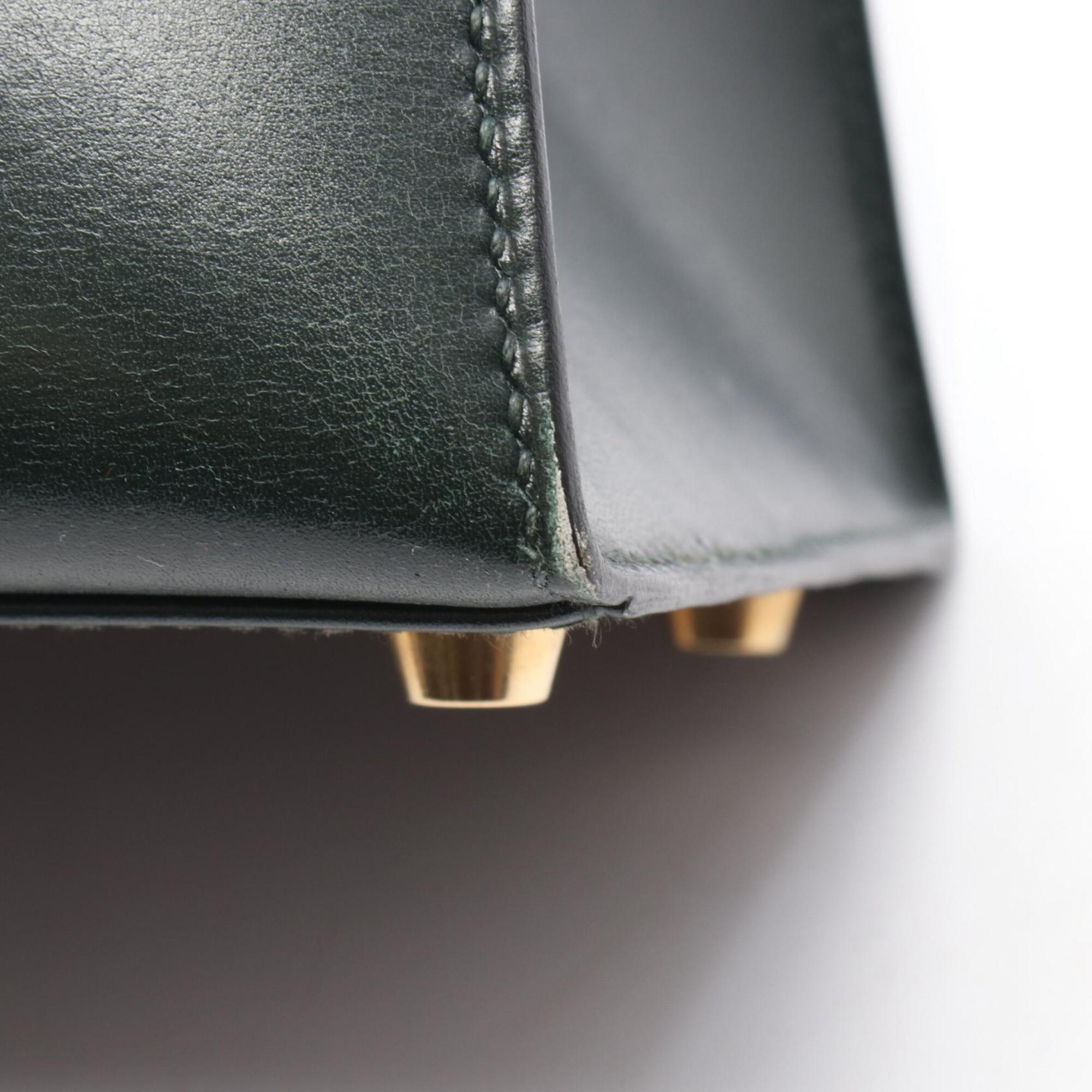 Hermes Green Box Calf Leather Handbag (Pre-Owned)