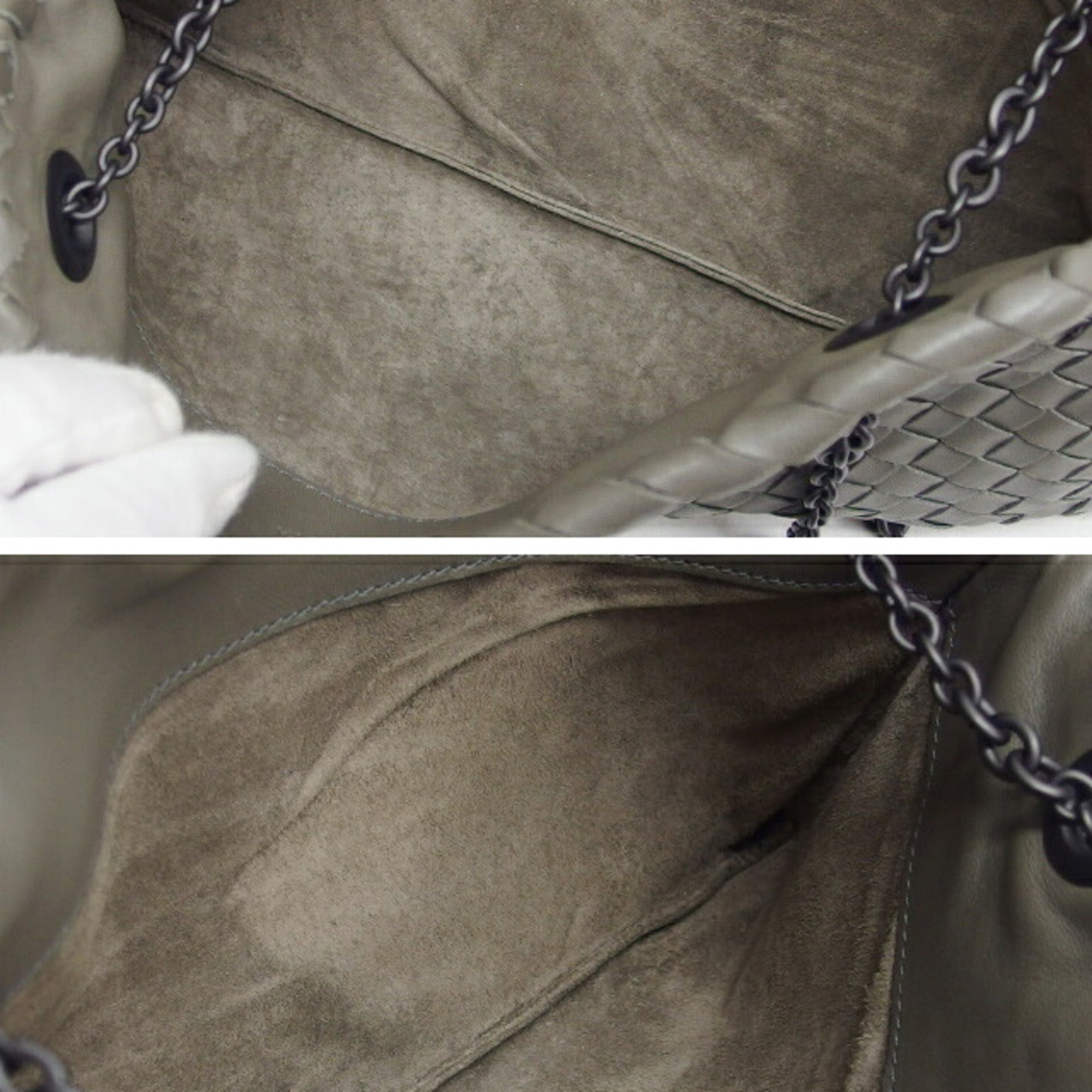 Bottega Veneta Intrecciato Gray Leather Handbag Shoulder Bag (Pre-Owned)