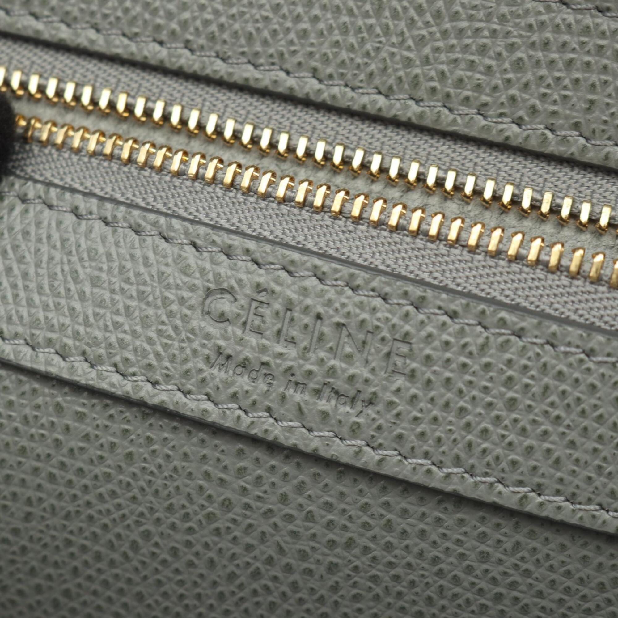 Celine Cabas Gray Leather Handbag Tote Bag (Pre-Owned)