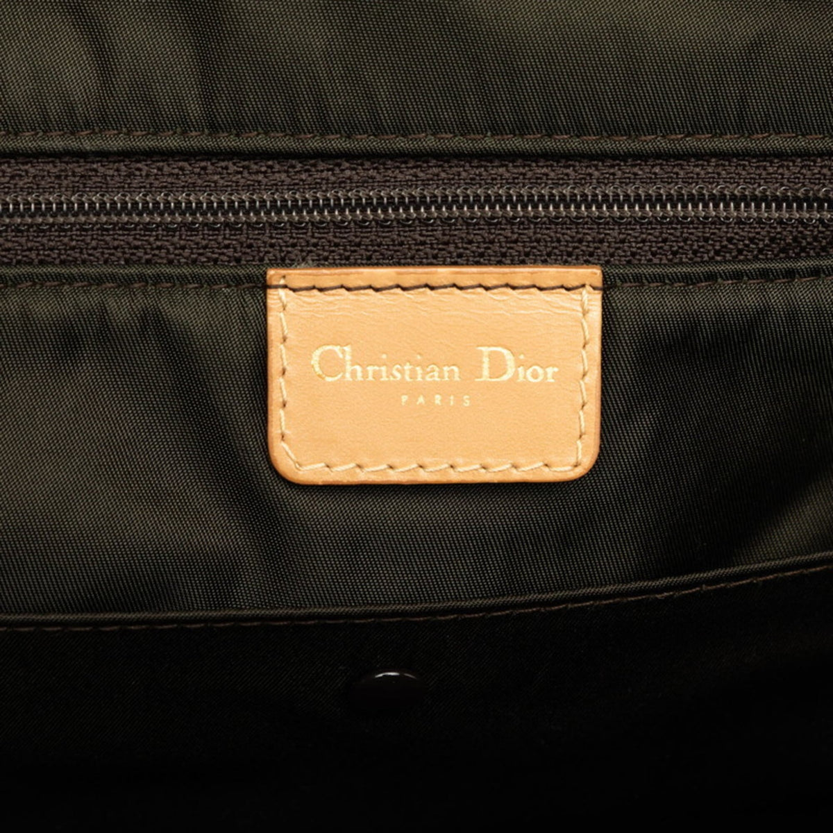 Christian Dior Beige Brown Canvas Leather Handbag (Pre-Owned)