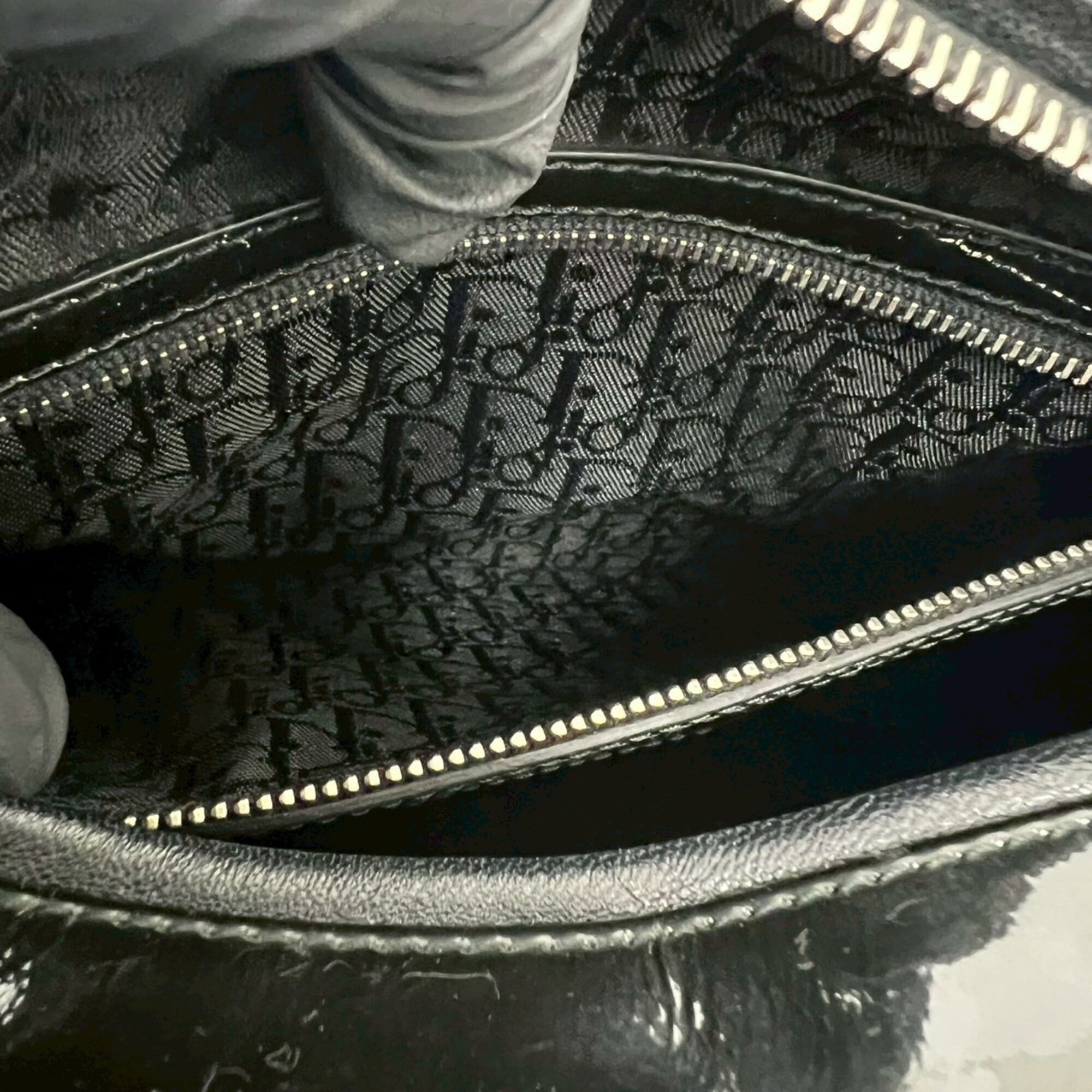 Christian Dior Black Patent Leather Handbag Shoulder Bag (Pre-Owned)
