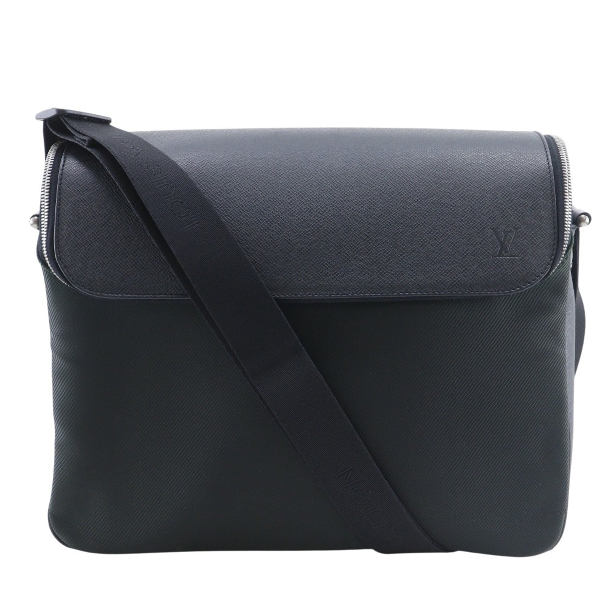 Louis Vuitton Ardoise Black Taiga Leather Nylon Canvas Shoulder Bag (Pre-Owned)