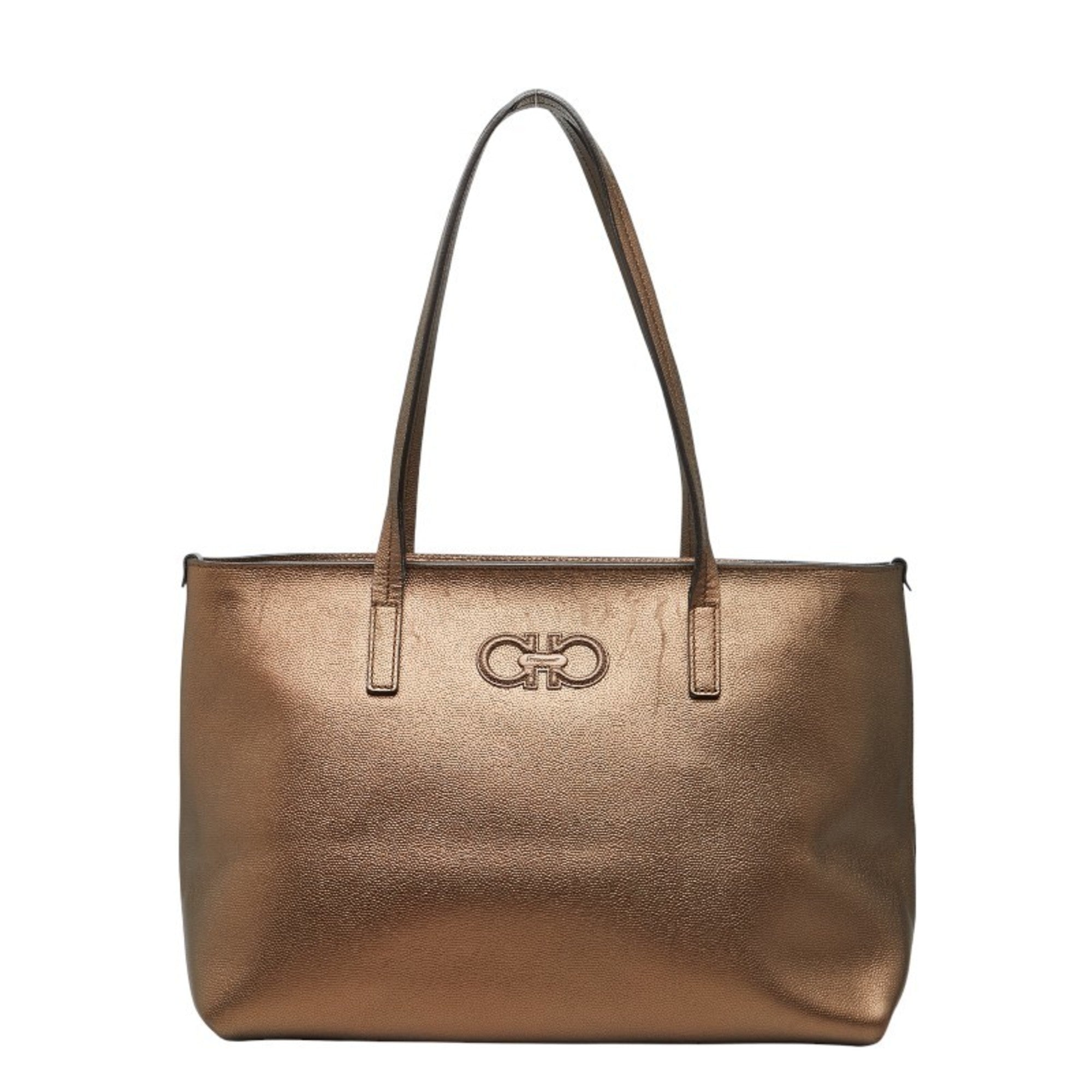 Salvatore Ferragamo Bronze Brown Leather Shoulder Bag Tote Bag (Pre-Owned)