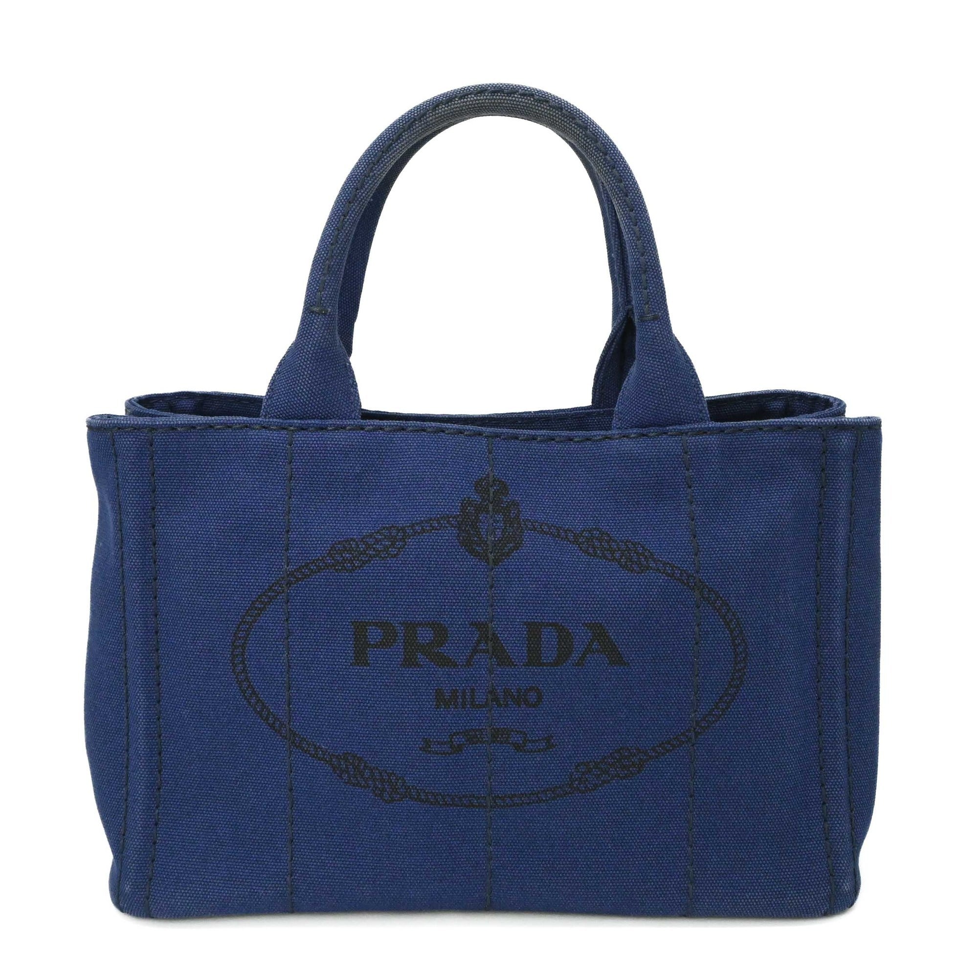 Prada Canapa Blue Canapa Handbag Tote Bag (Pre-Owned)