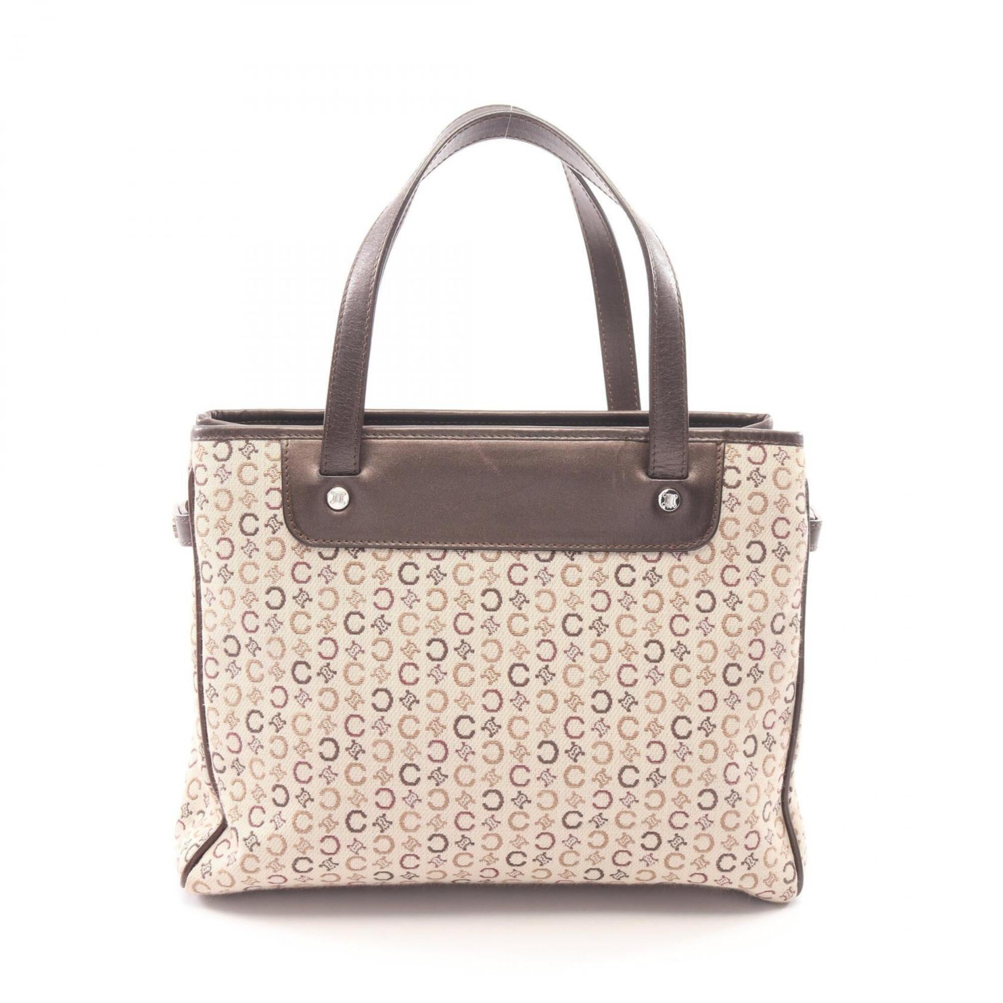 Celine Beige Brown Canvas Leather Handbag (Pre-Owned)