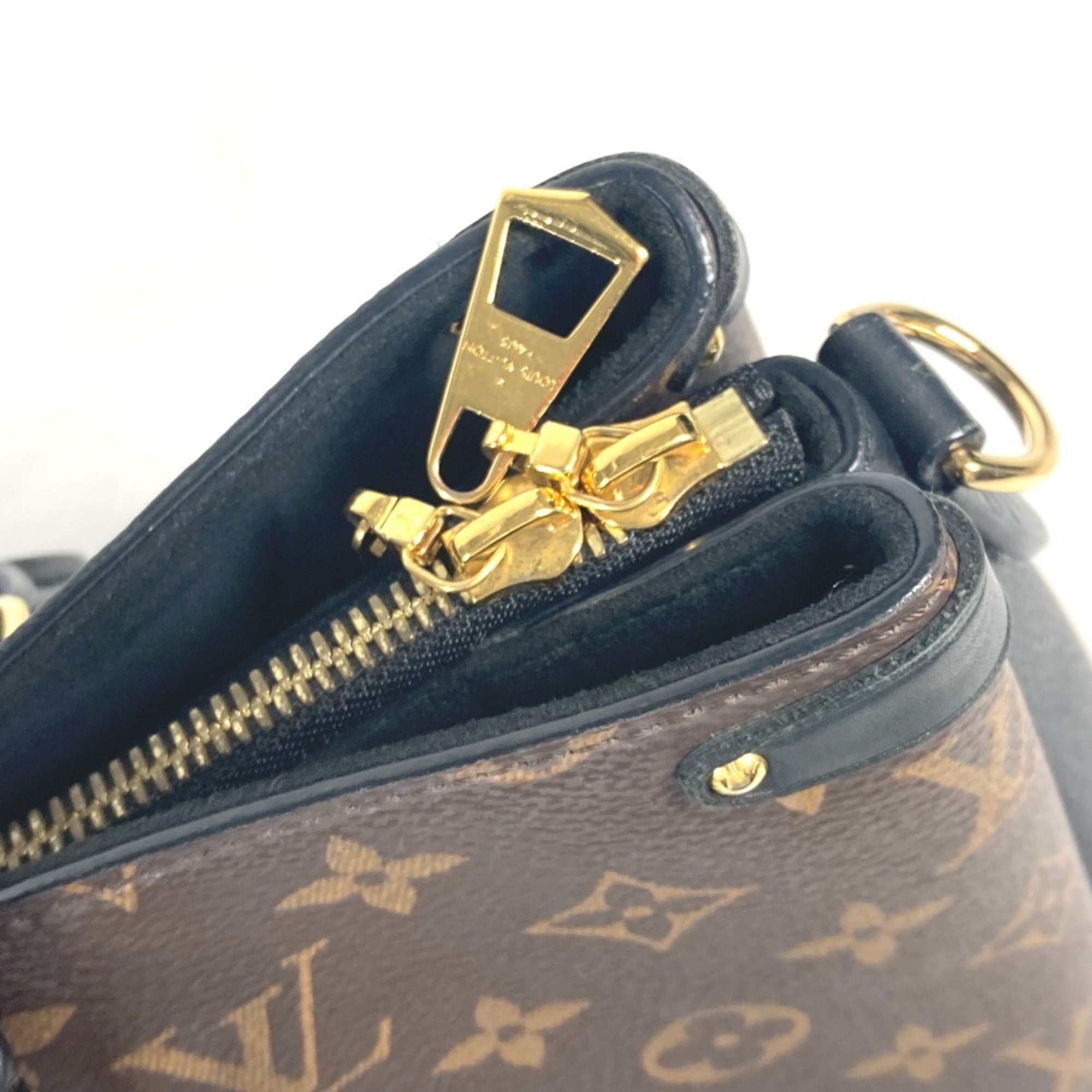 Louis Vuitton Black Brown Monogram Canvas Handbag Tote Bag (Pre-Owned)