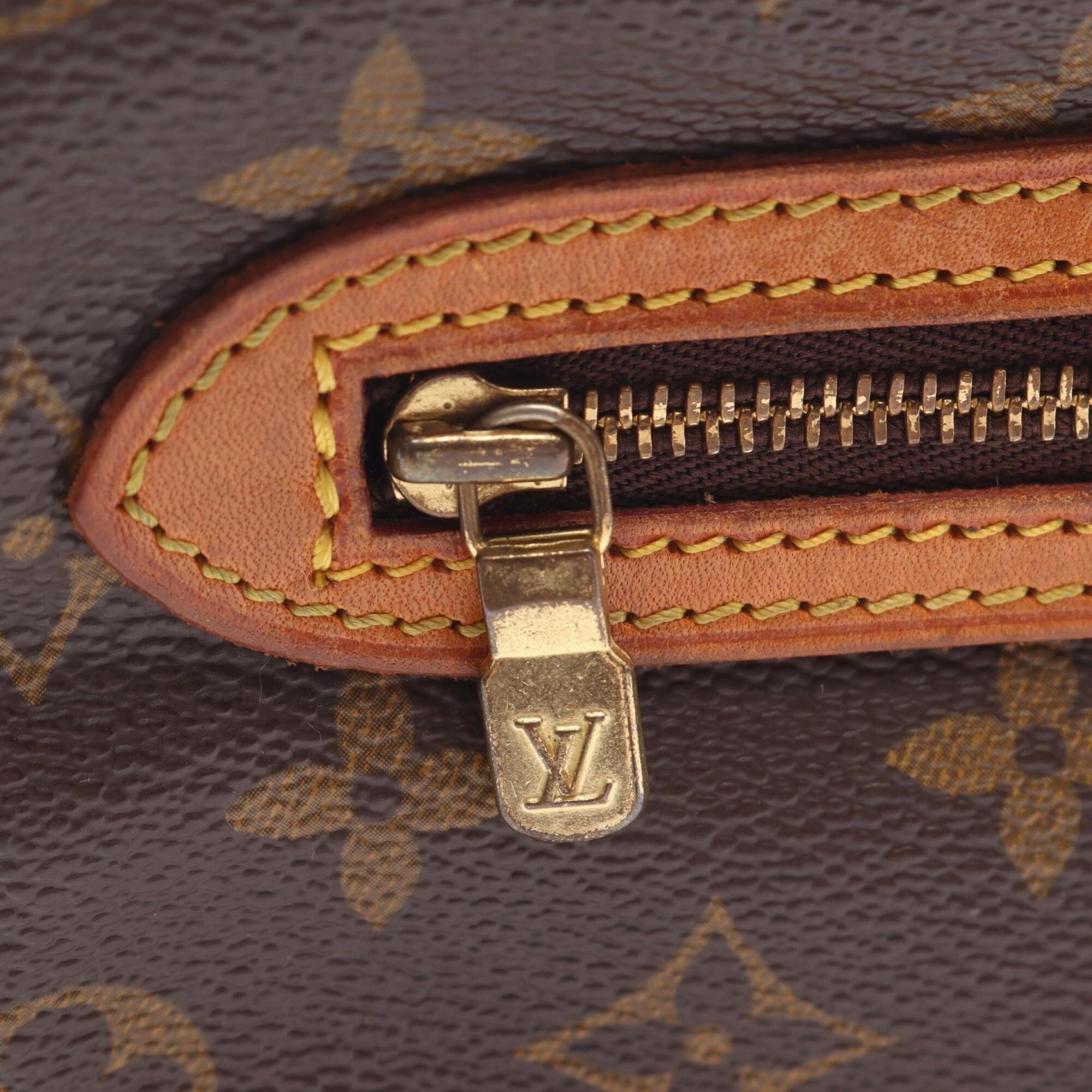 Louis Vuitton Brown Coated Canvas Monogram Leather Clutch Bag Handbag (Pre-Owned)
