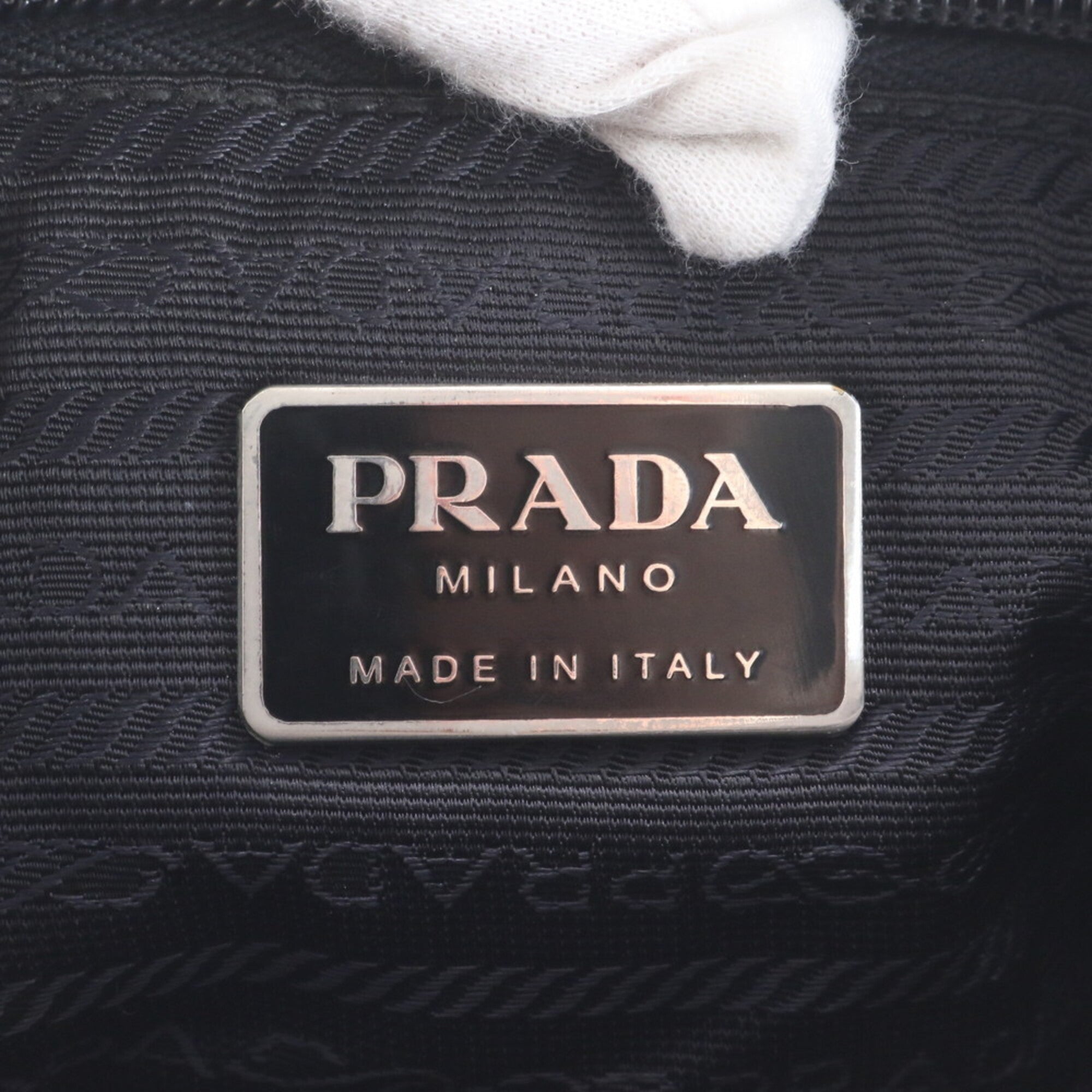 Prada Gray Nylon Leather Shoulder Bag (Pre-Owned)