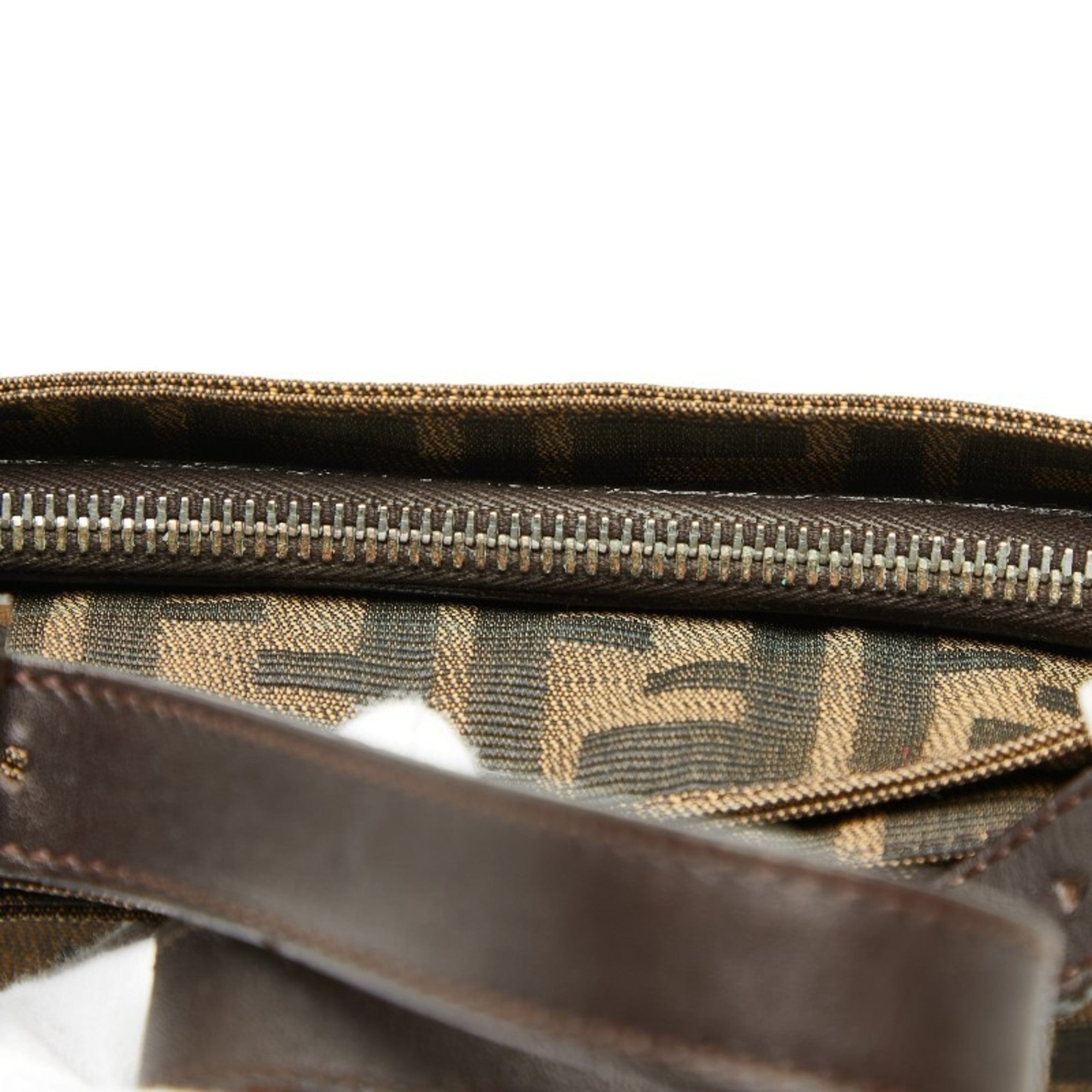 Fendi Brown Canvas Leather Shoulder Bag (Pre-Owned)