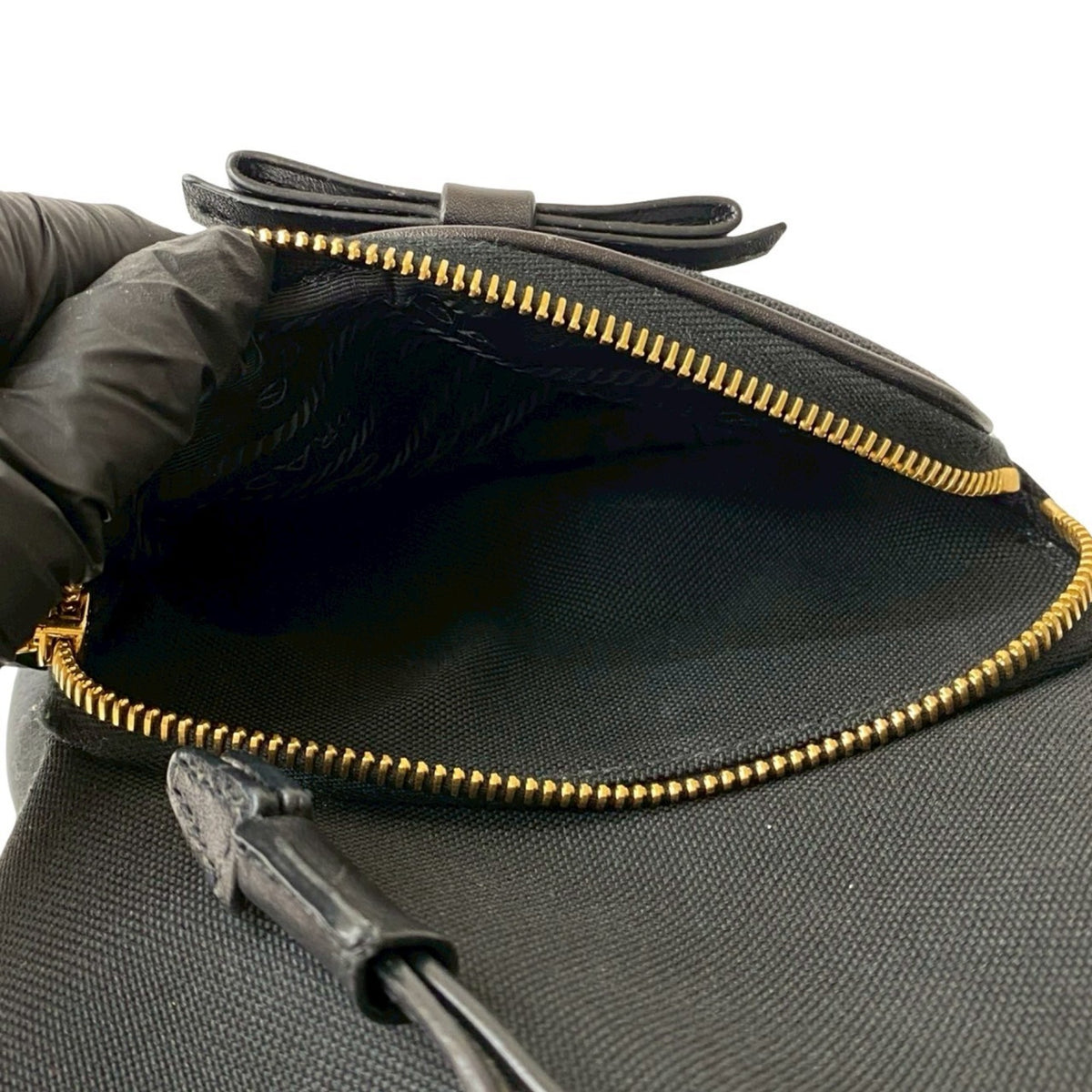 Prada Black Canvas Leather Handbag Shoulder Bag (Pre-Owned)