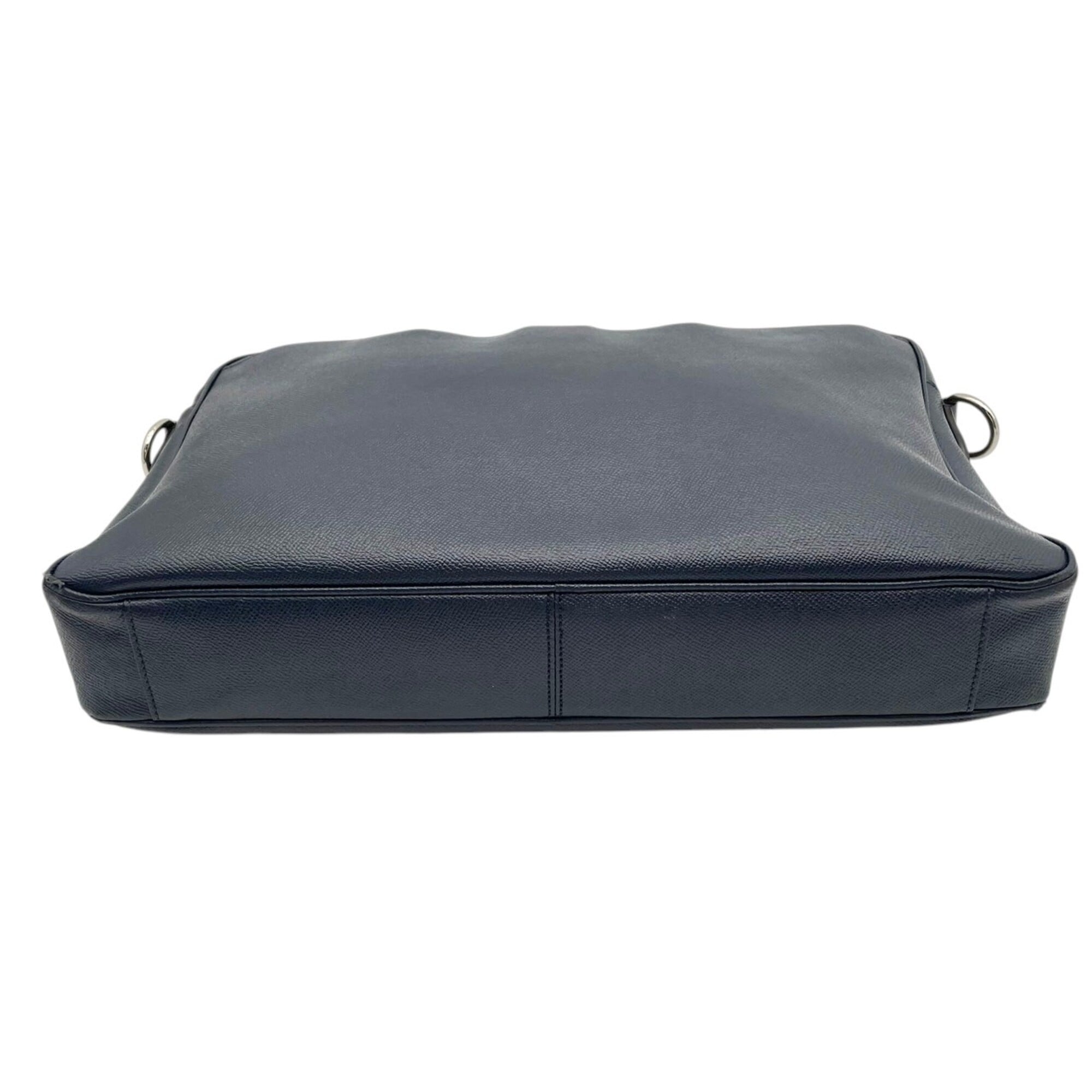 Coach Navy Leather Briefcase Handbag (Pre-Owned)