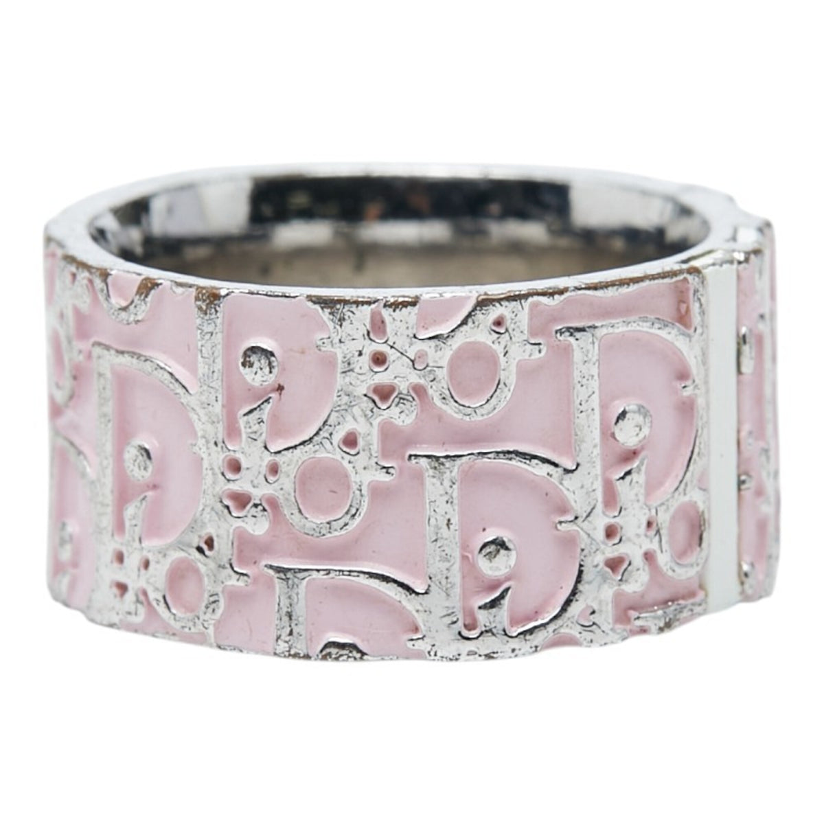Christian Dior Silver Pink Metal Band Ring (Pre-Owned)