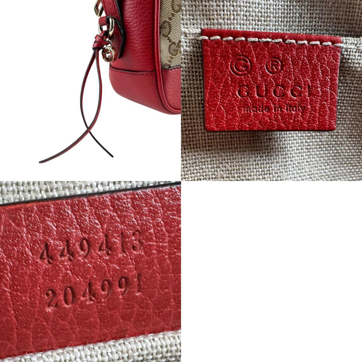 Gucci Brown Red Color Gg Canvas Leather Shoulder Bag (Pre-Owned)