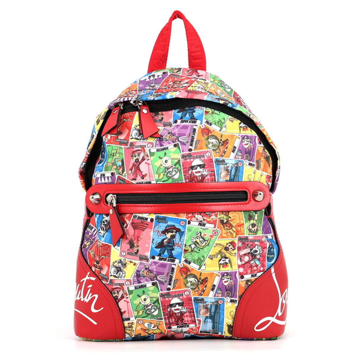 Christian Louboutin Red Color Canvas Leather Backpack (Pre-Owned)