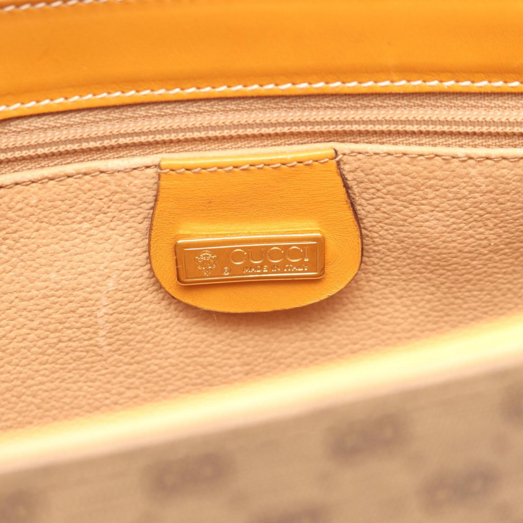 Gucci Brown Coated Canvas Leather Handbag Tote Bag (Pre-Owned)