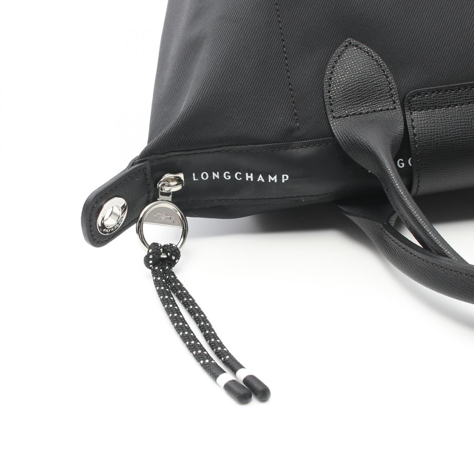 Longchamp Black Nylon Leather Tote Bag (Pre-Owned)