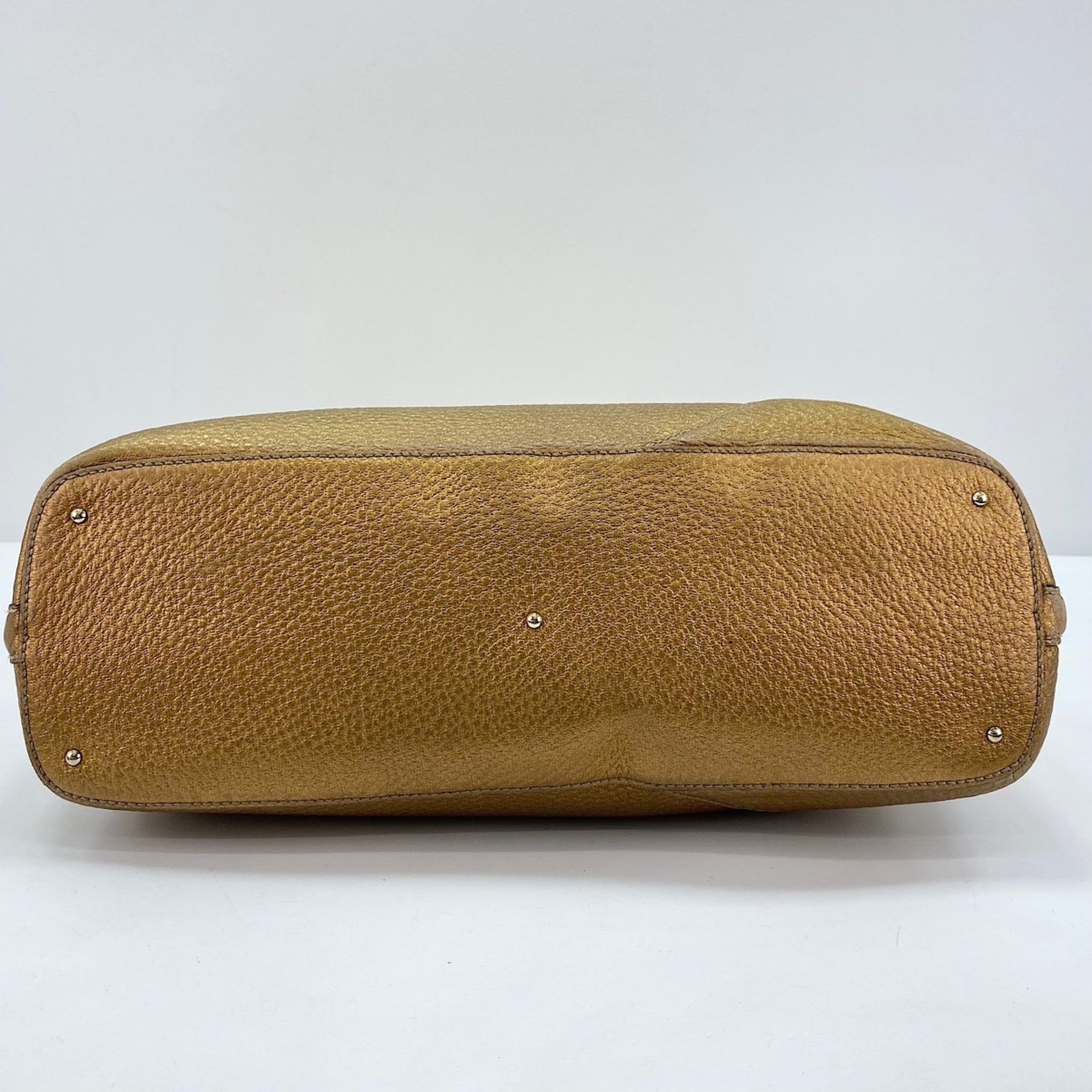 Gucci Horsebit Gold Leather Handbag (Pre-Owned)