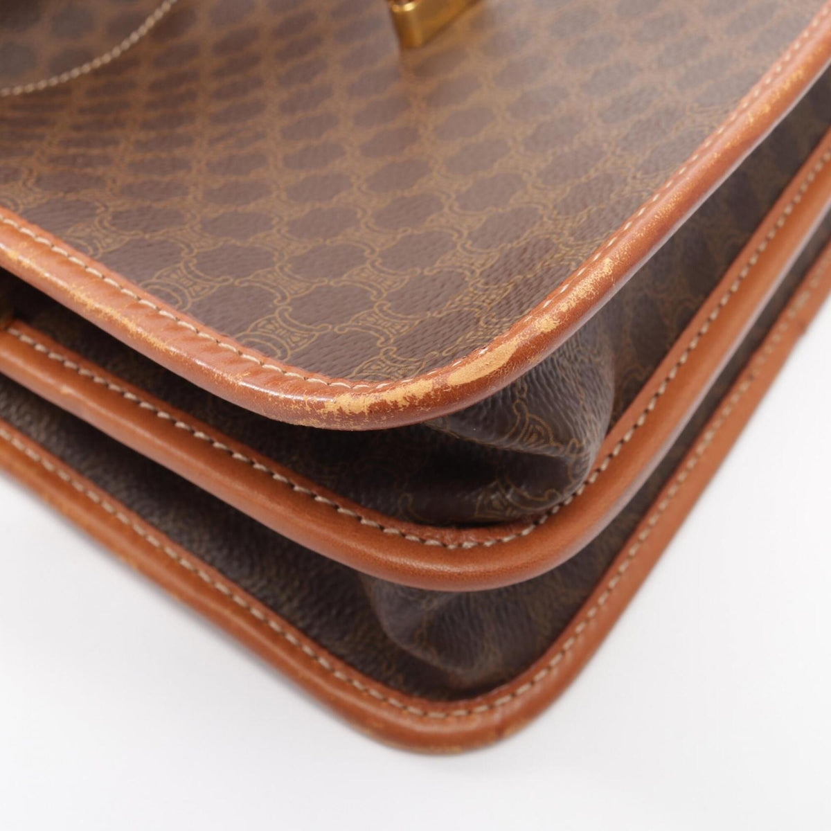Celine Brown Coated Canvas Leather Shoulder Bag (Pre-Owned)