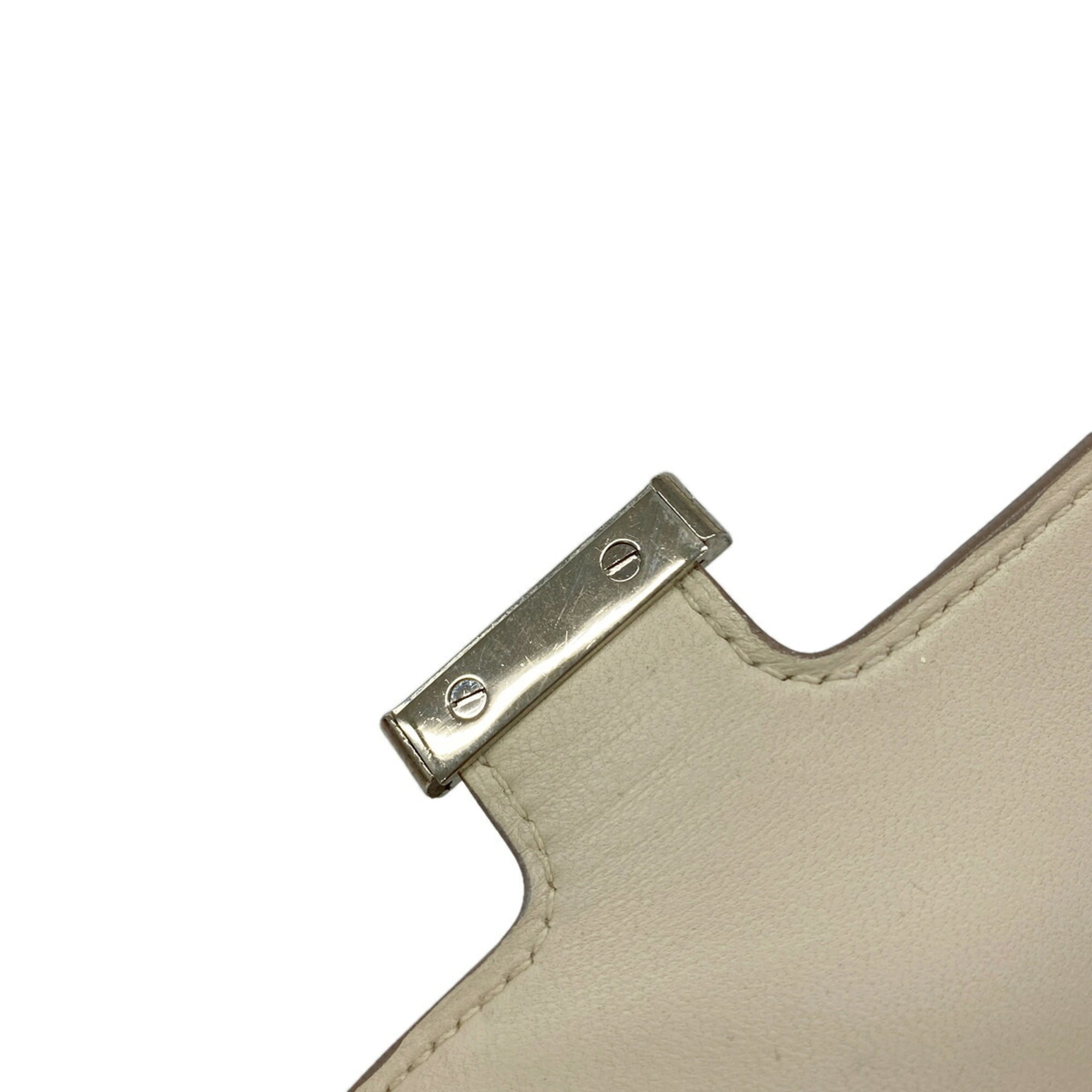 Hermes White Leather Chain/Shoulder Wallet (Pre-Owned)