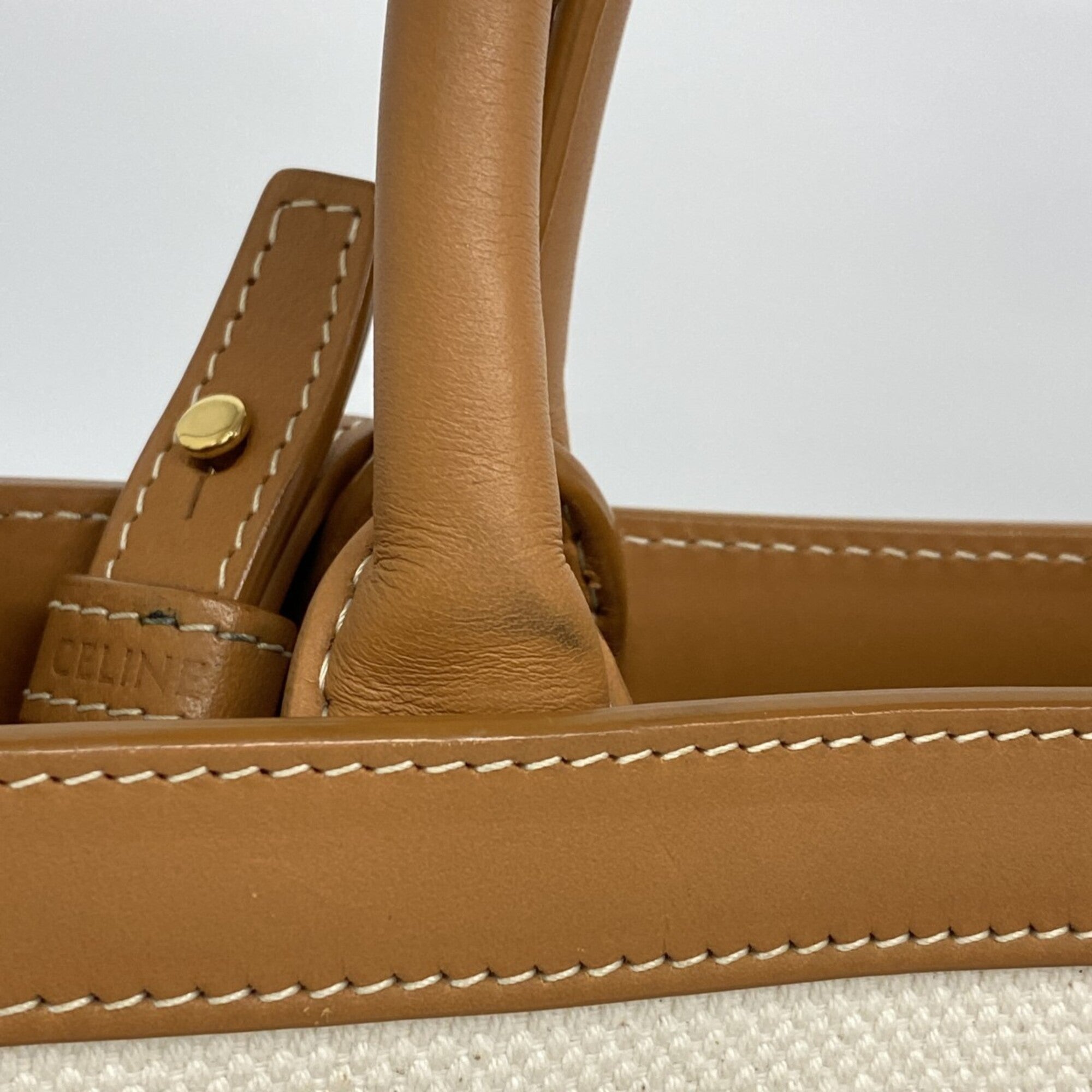 Celine Beige Brown Canvas Handbag (Pre-Owned)