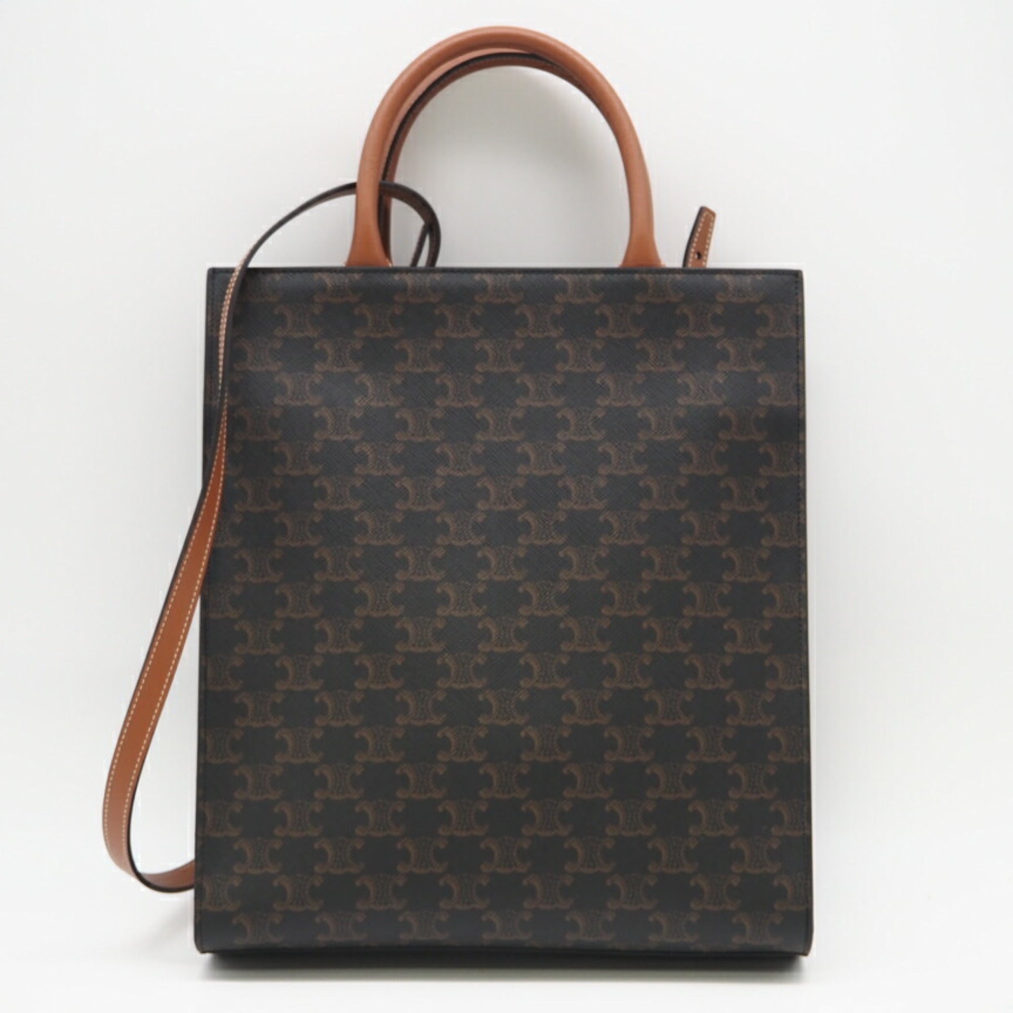Celine Beige Brown White Coated Canvas Tote Bag (Pre-Owned)