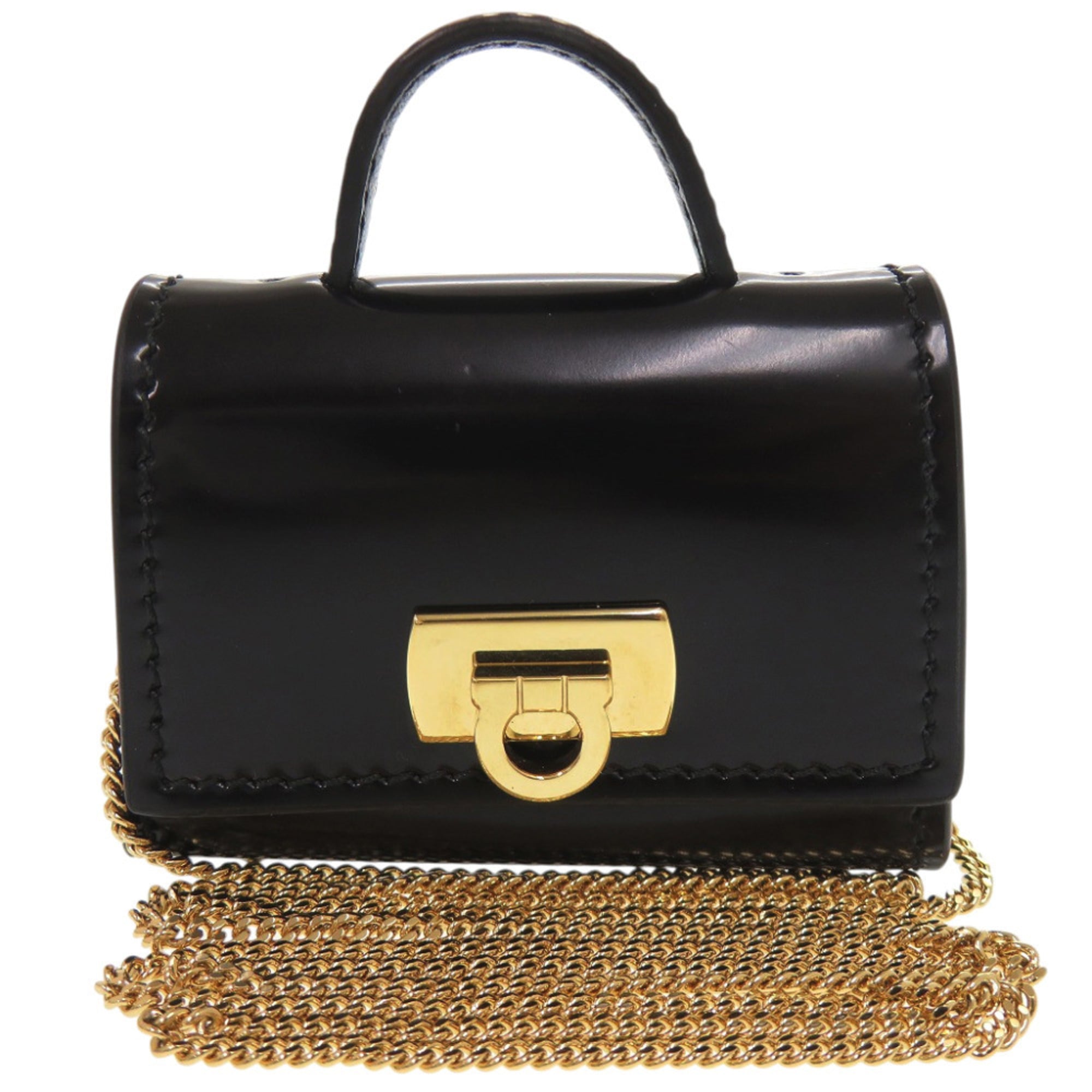 Salvatore Ferragamo Black Leather Shoulder Bag (Pre-Owned)